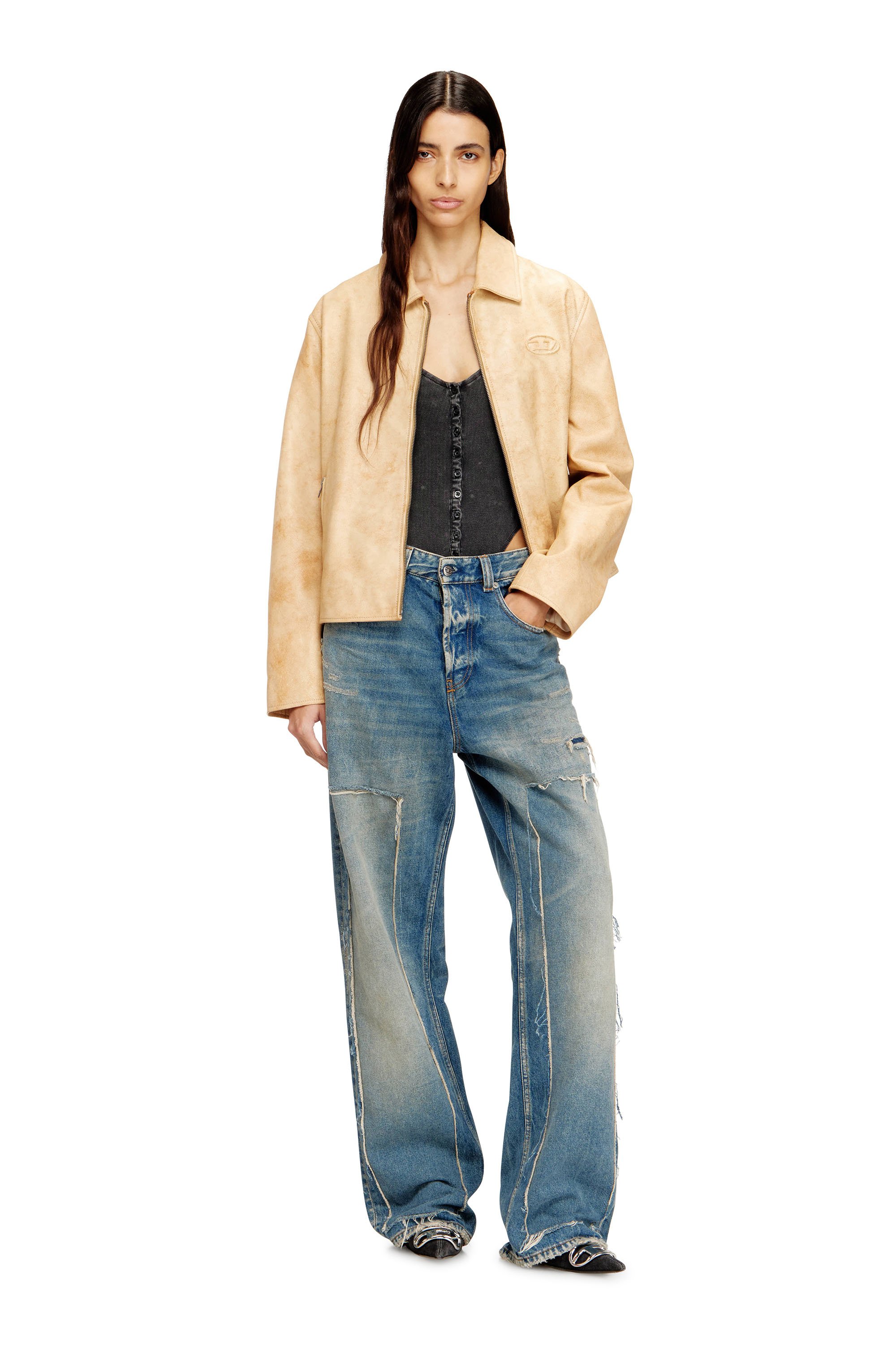 Diesel - L-AMAR-A-FEM-S1, Female's レザージャケット in ベージュ - 2