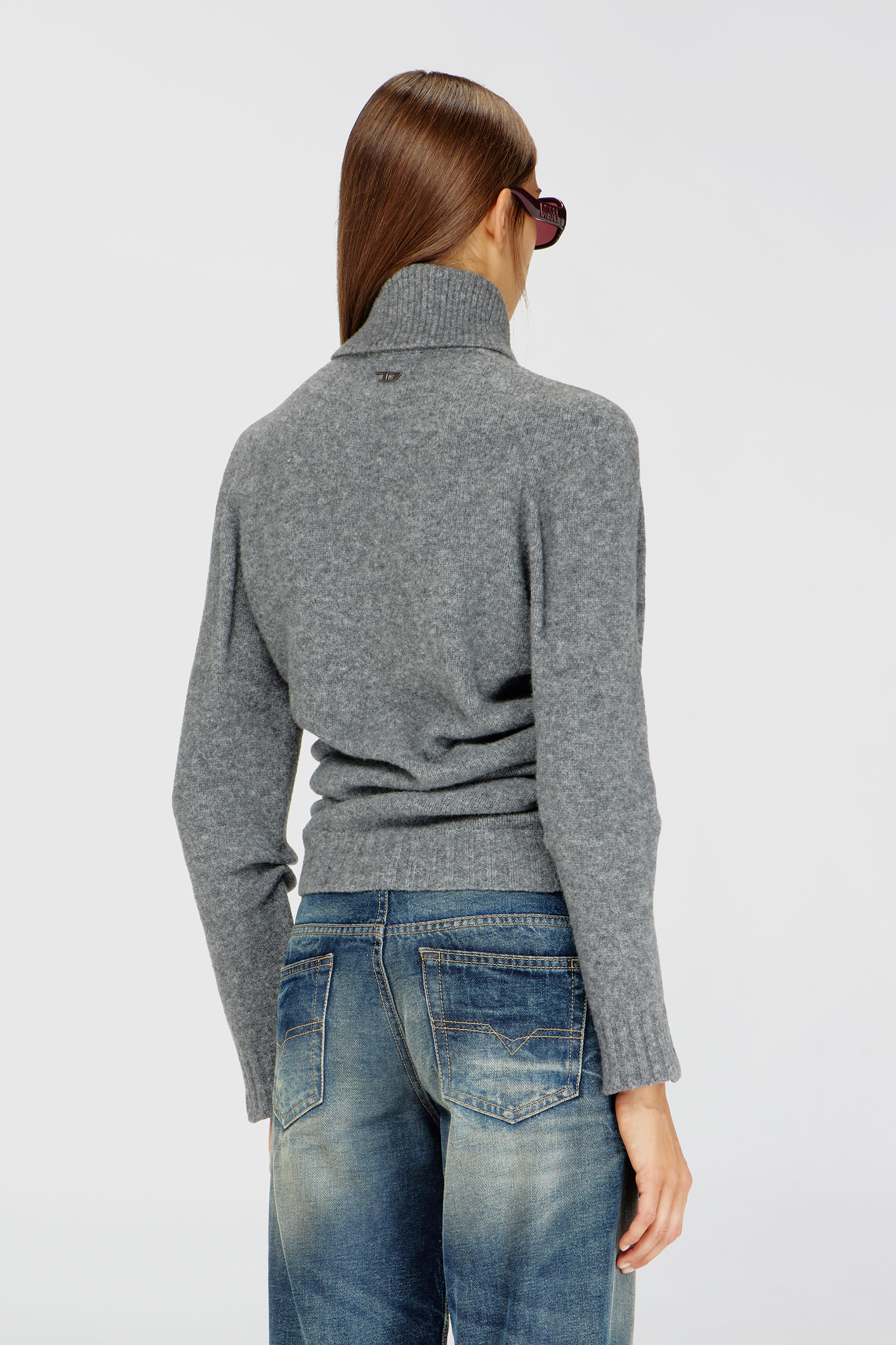 Diesel - M-AMARY, Female's Button-neck jumper in wrinkled boiled knit in null - 5