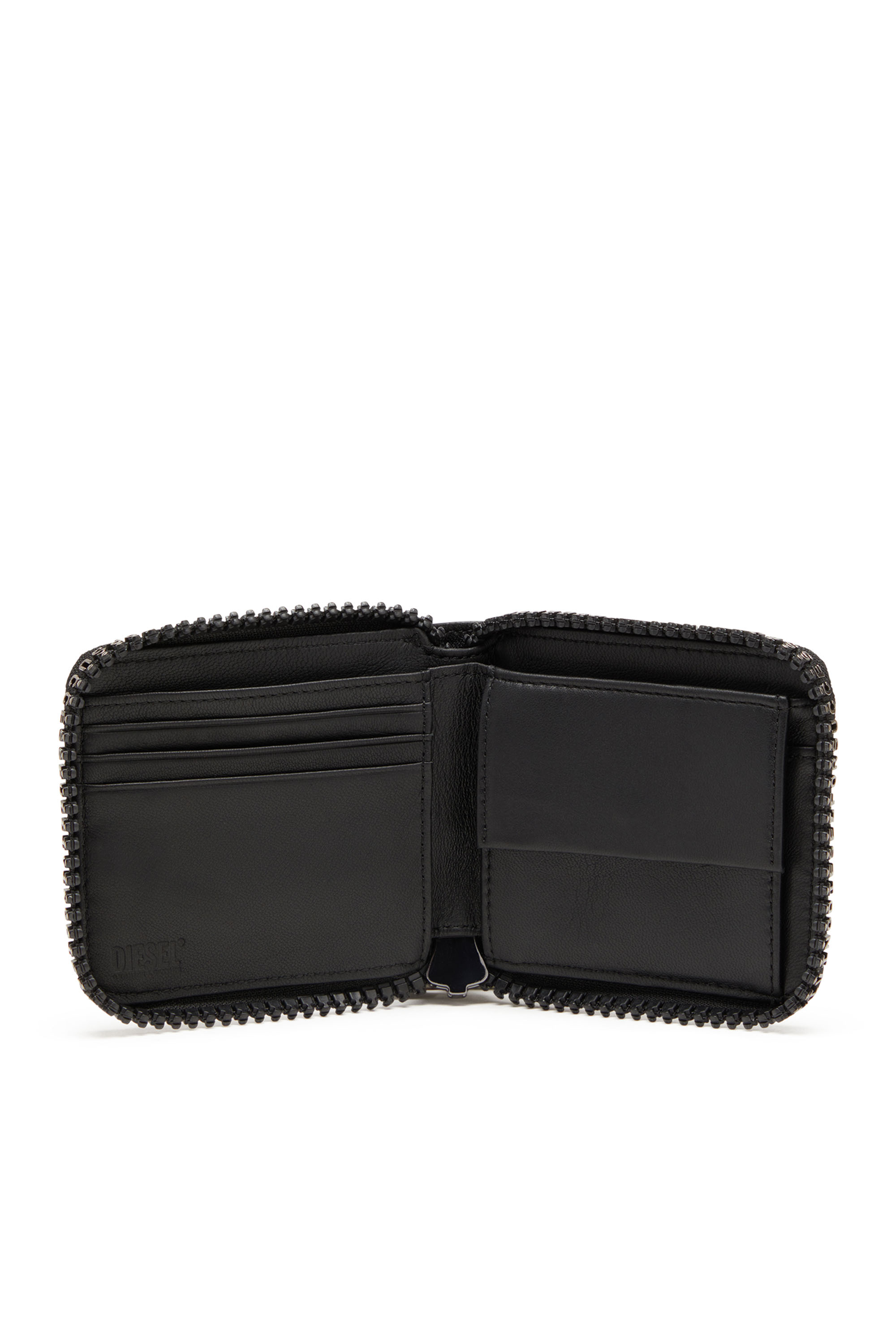 Diesel - ZIP-D BI-FOLD COIN ZIP XS, Male's Leather zip wallet with logo zip in ブラック - 3