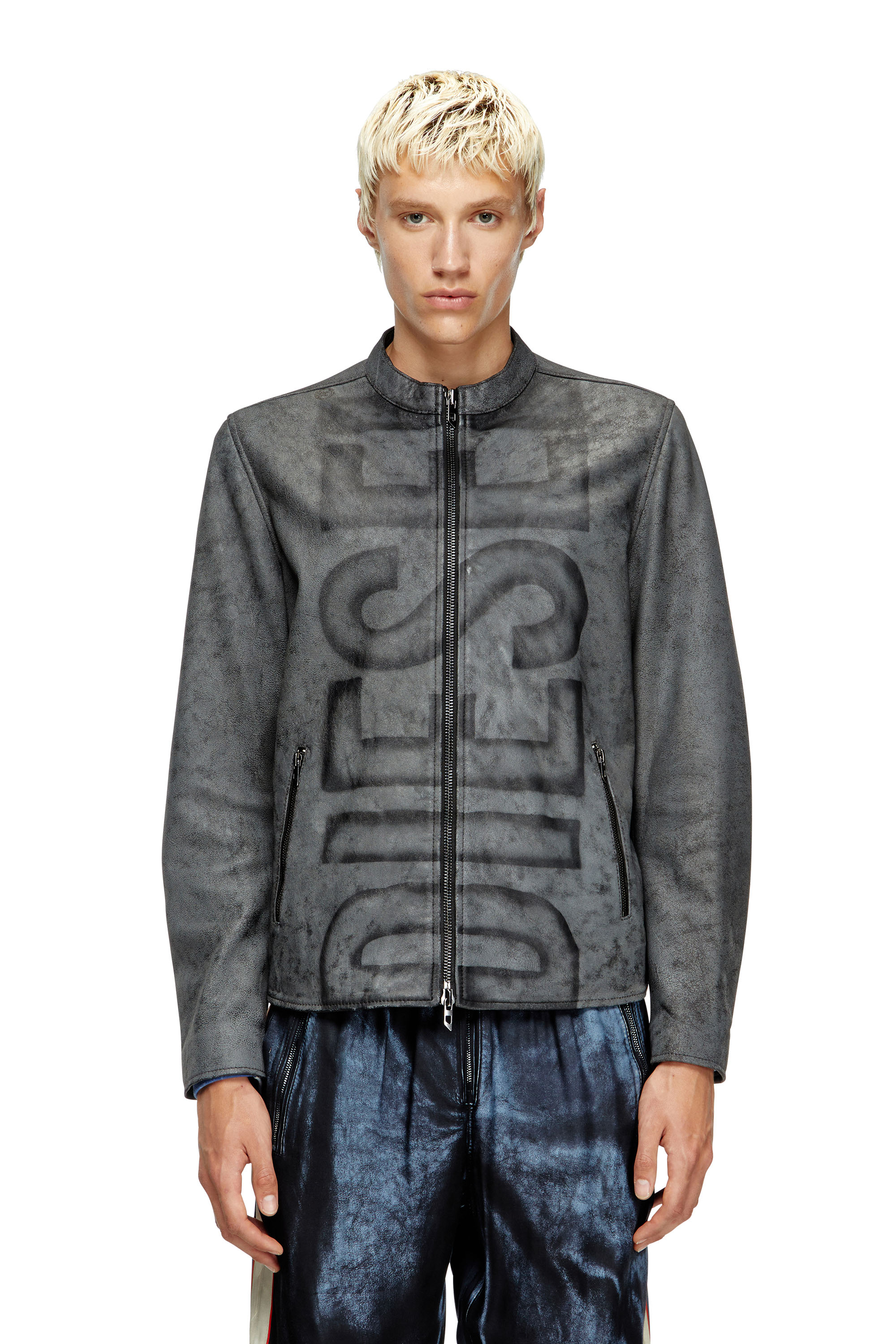 Diesel - L-EVERT-A, Male's レザージャケット in グレー - 1