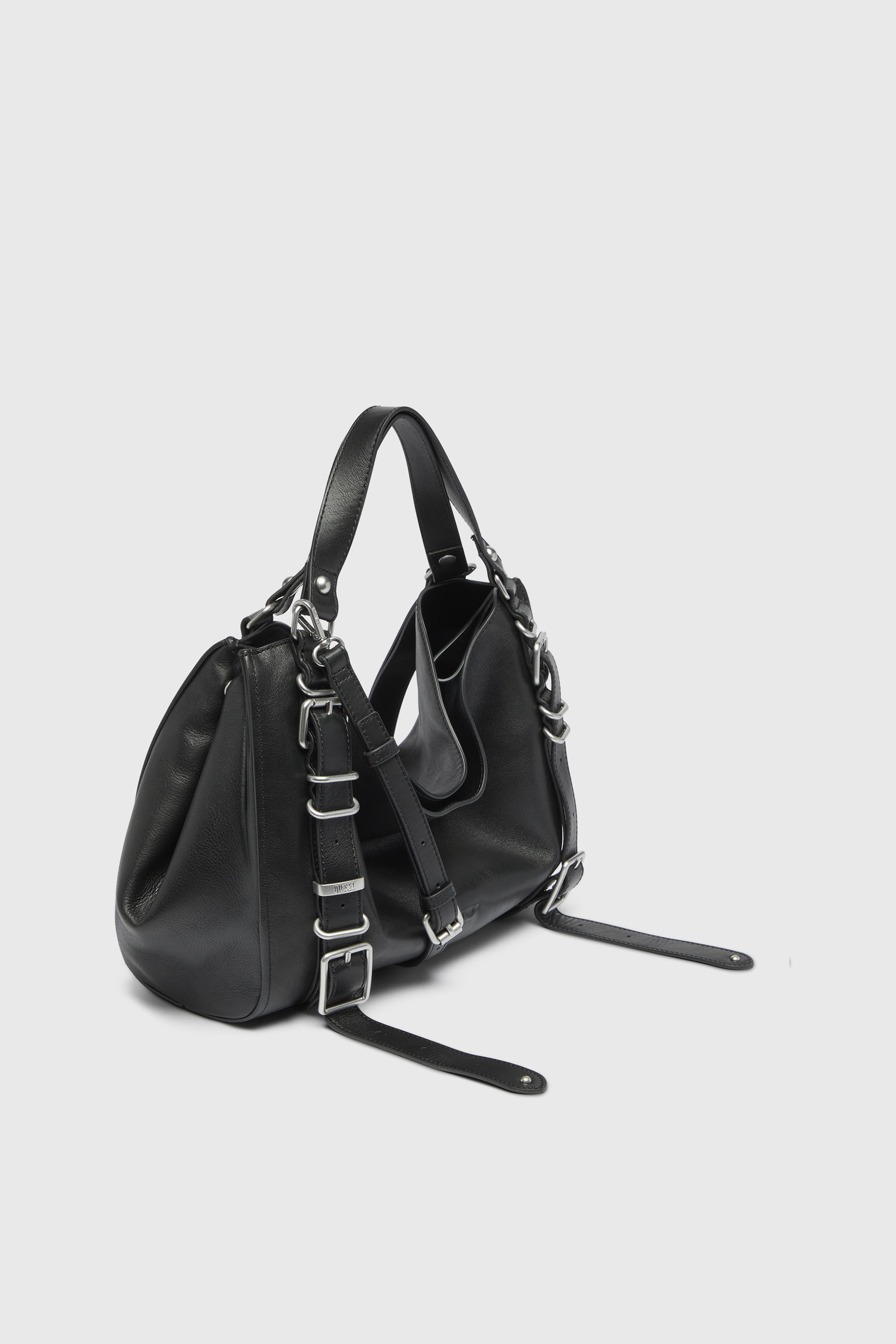 Diesel - D-ONE TOPHANDLE M, Unisex's D-One-Medium top-handle bag in treated leather in ブラック - 4