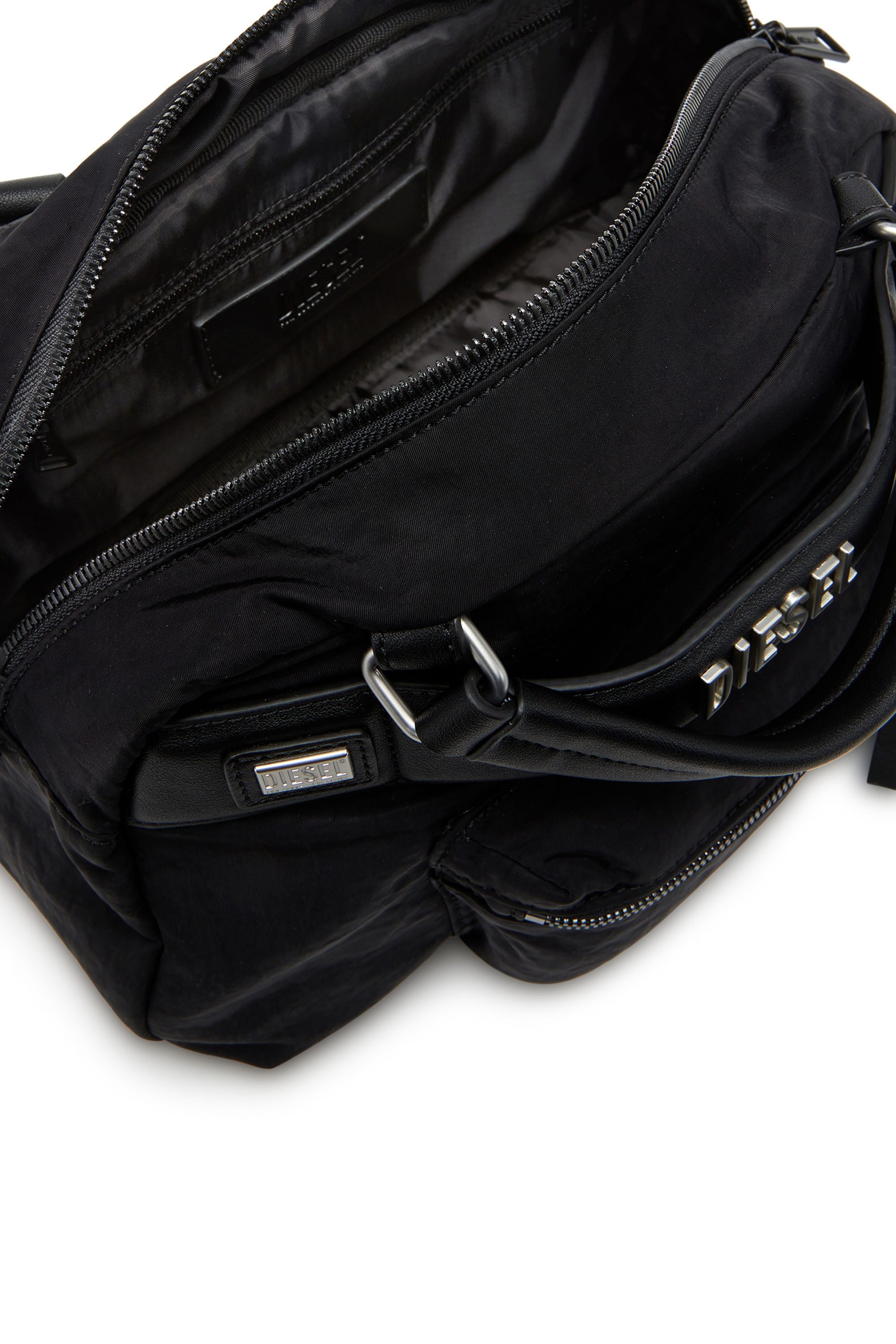 Diesel - LOGOS TOP HANDLE, Unisex's Logos-Handbag in recycled nylon in ブラック - 4