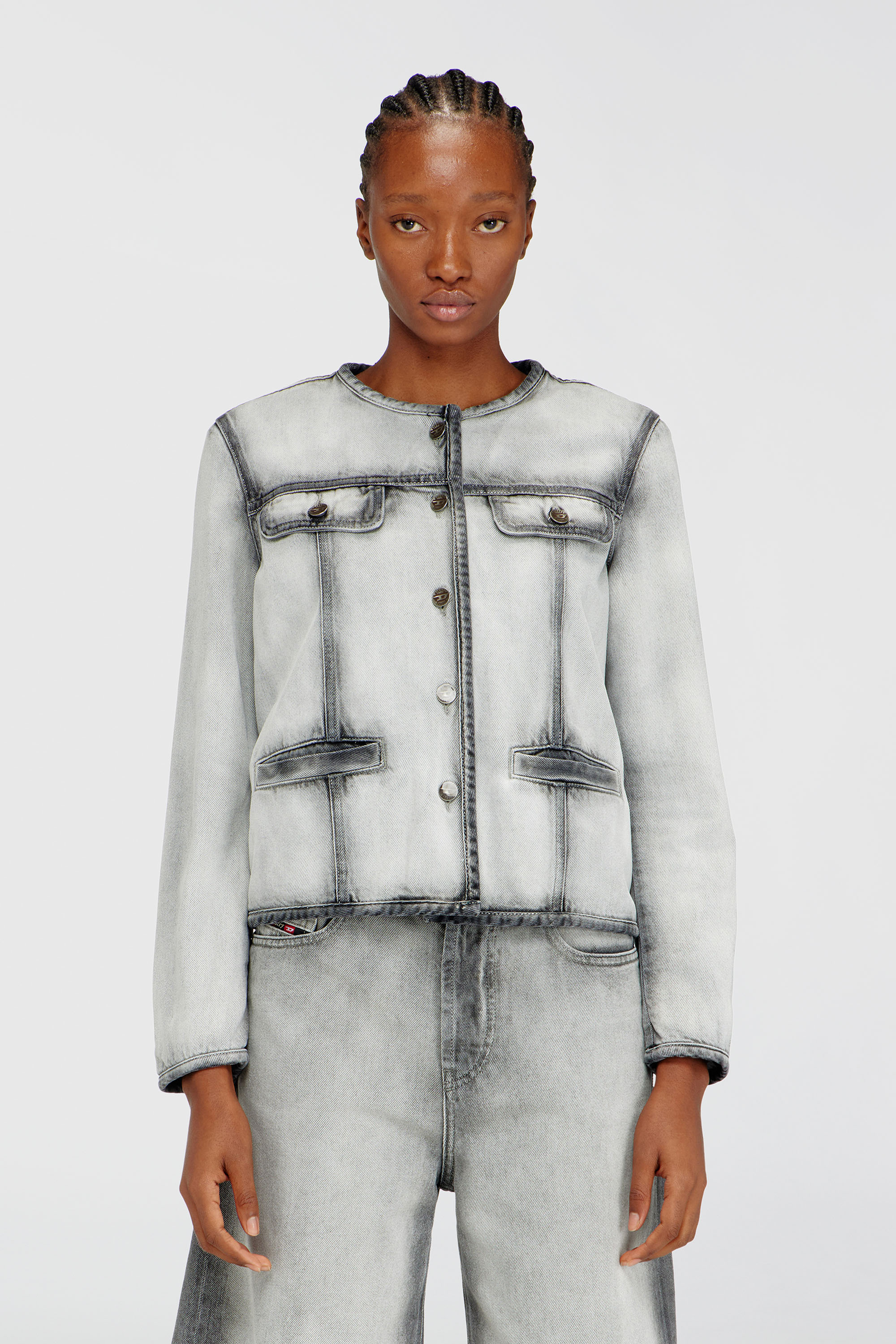 Diesel - DE-GRAFY-FSI, Female's Jacket in soft skeleton denim in グレー - 1