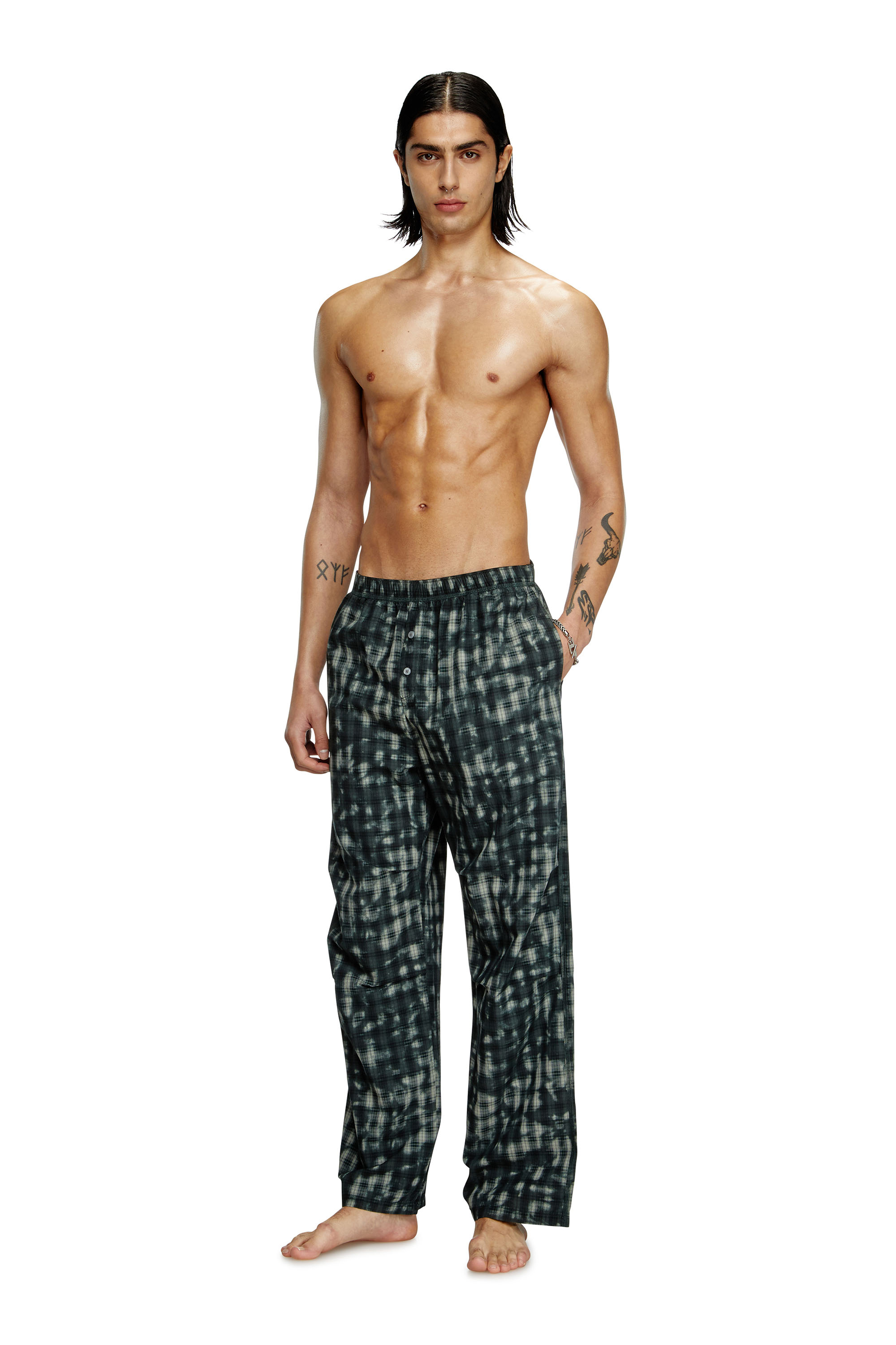 Diesel - VINCE-UTLT, Unisex's Pyjama bottoms with check print in ダークグリーン - 1