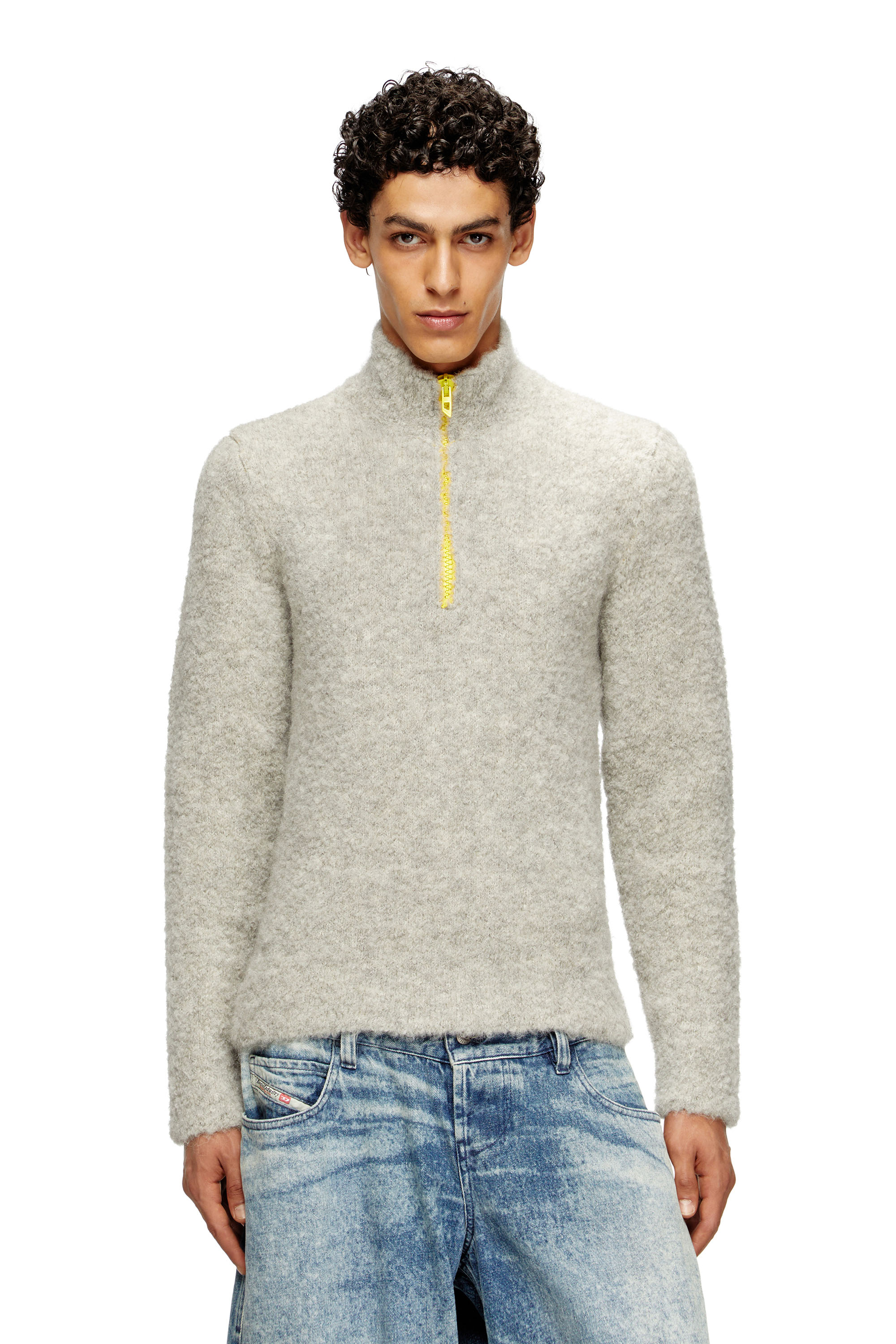 Diesel - K-ELLER, Male's Half-zip jumper with contrast interior in グレー - 1