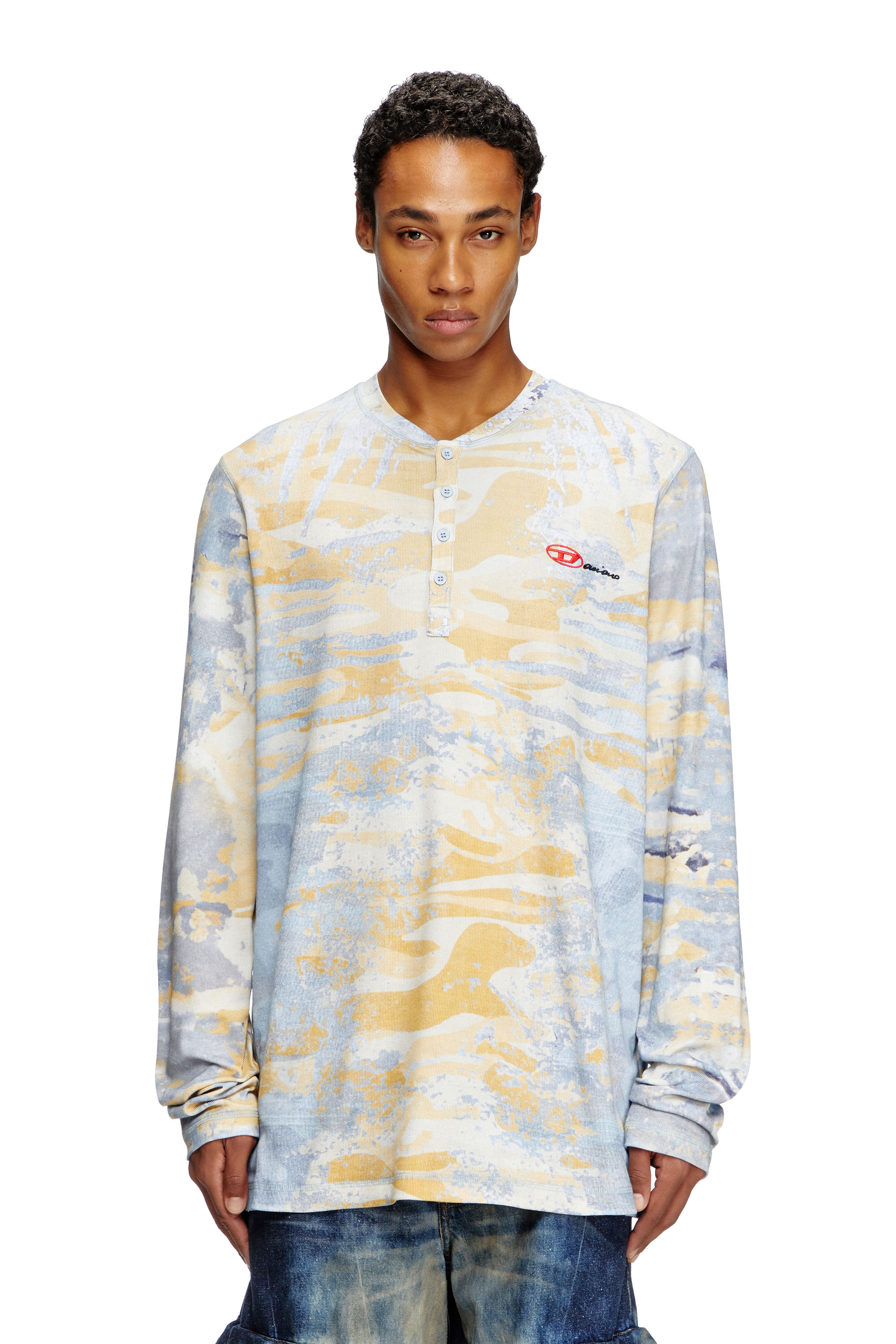 Diesel - T-JUSER-DD, Unisex's 長袖Tシャツ in ブルー/イエロー - 3