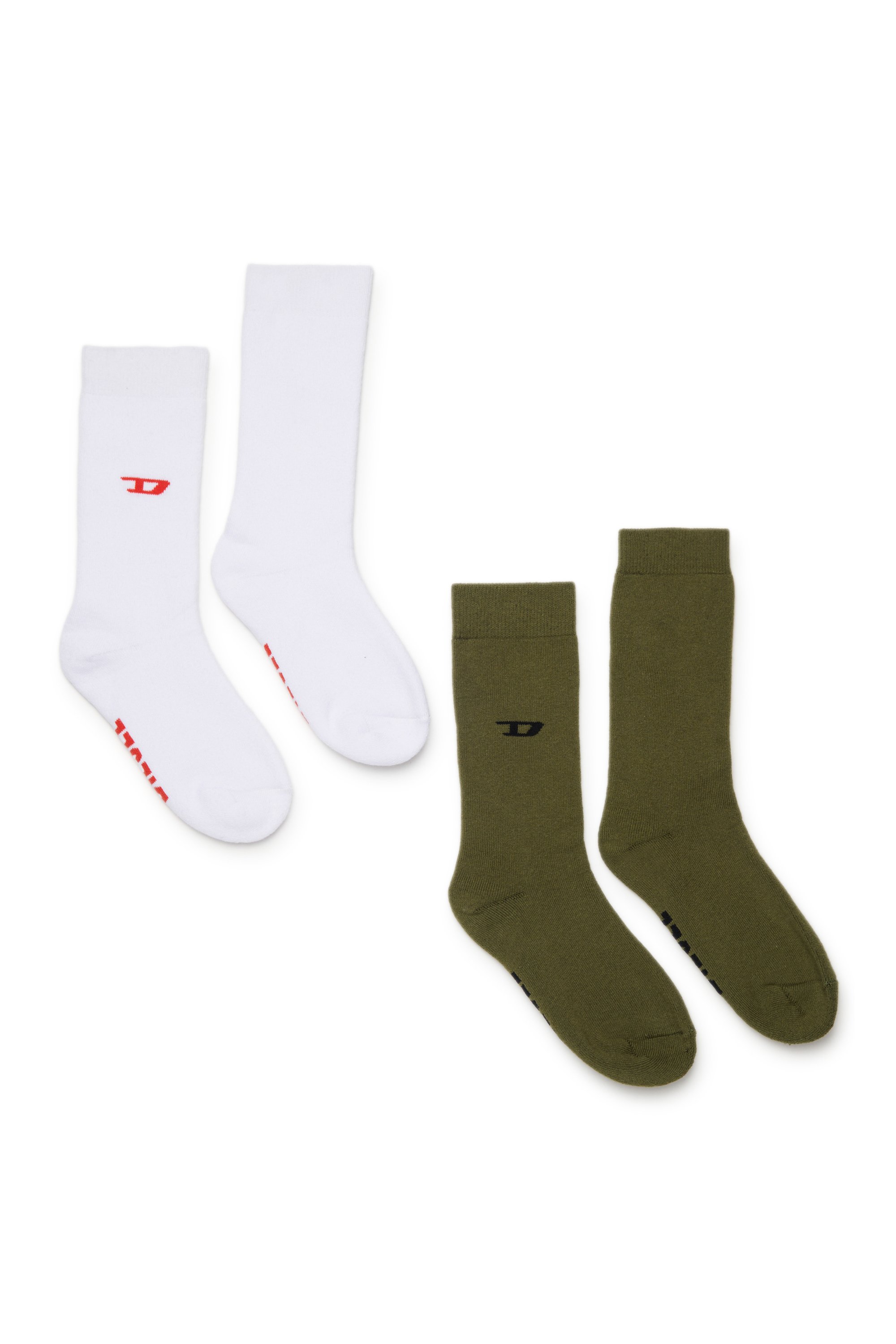 Diesel - ZSENDYBIPACK, Male's ソックス 2足パック in ホワイト/グリーン - 1