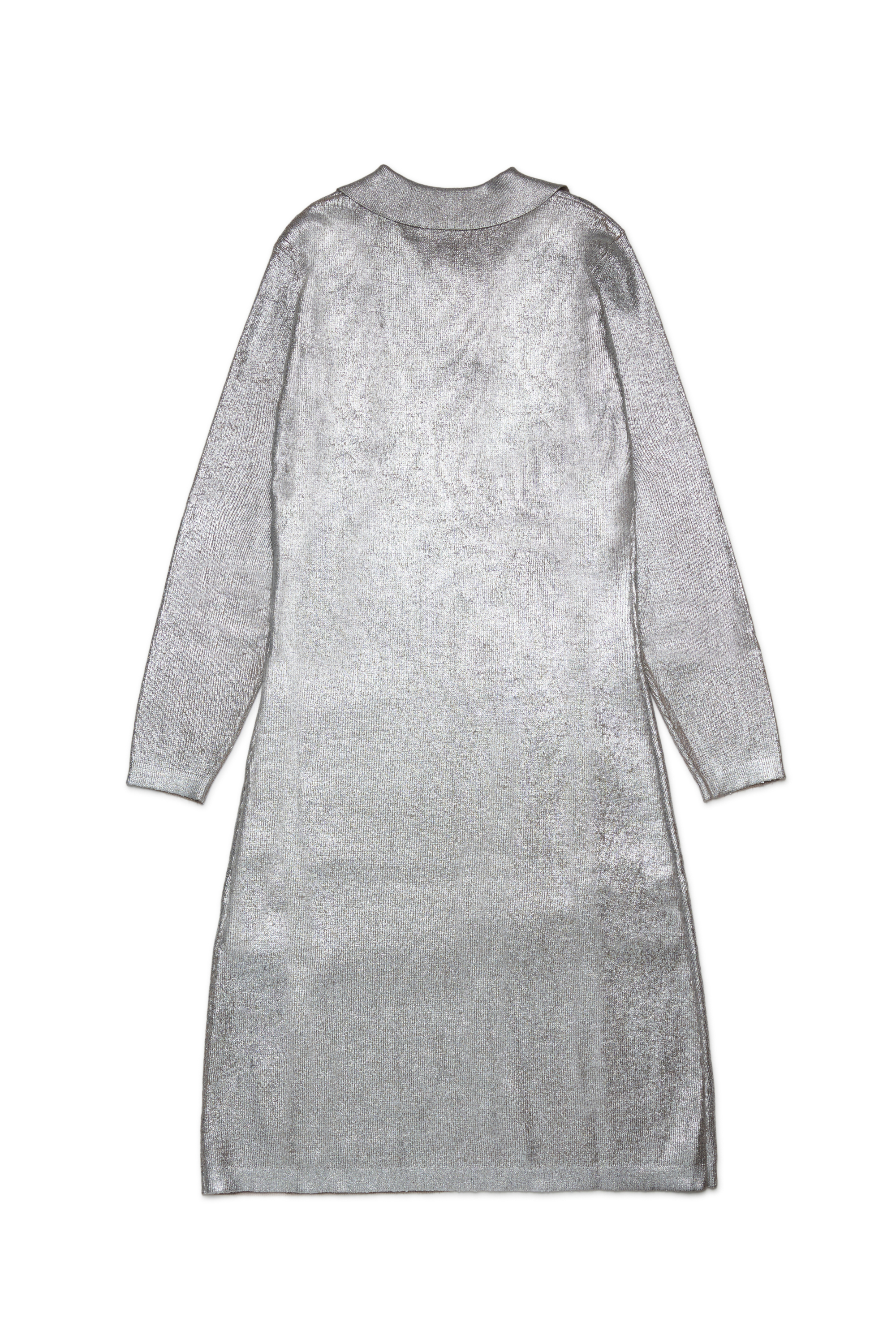 Diesel - DMISAIA, Female's Mixed wool dress with polo collar in シルバー - 2
