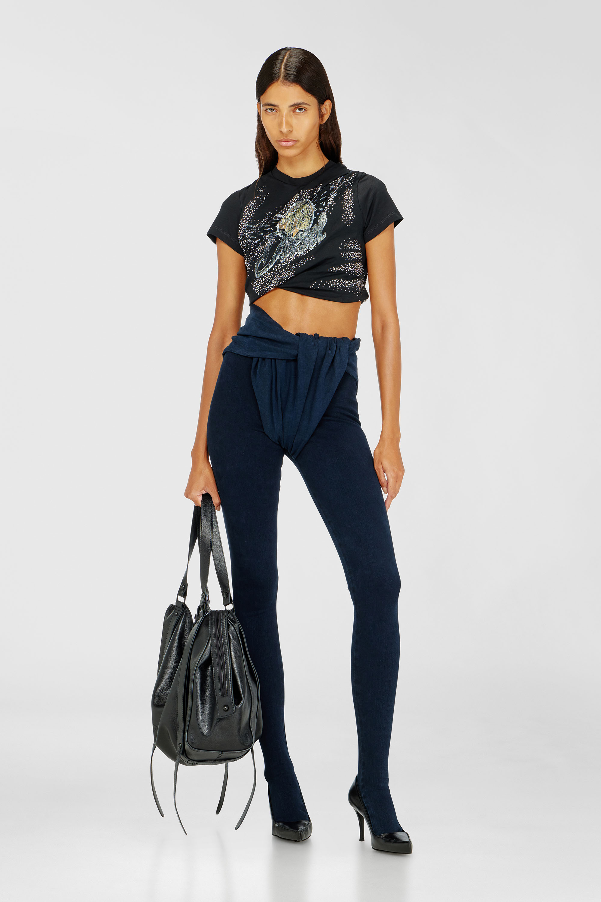 Diesel - T-WINCY, Female's Rucked-up T-shirt in double-layer jersey in null - 1