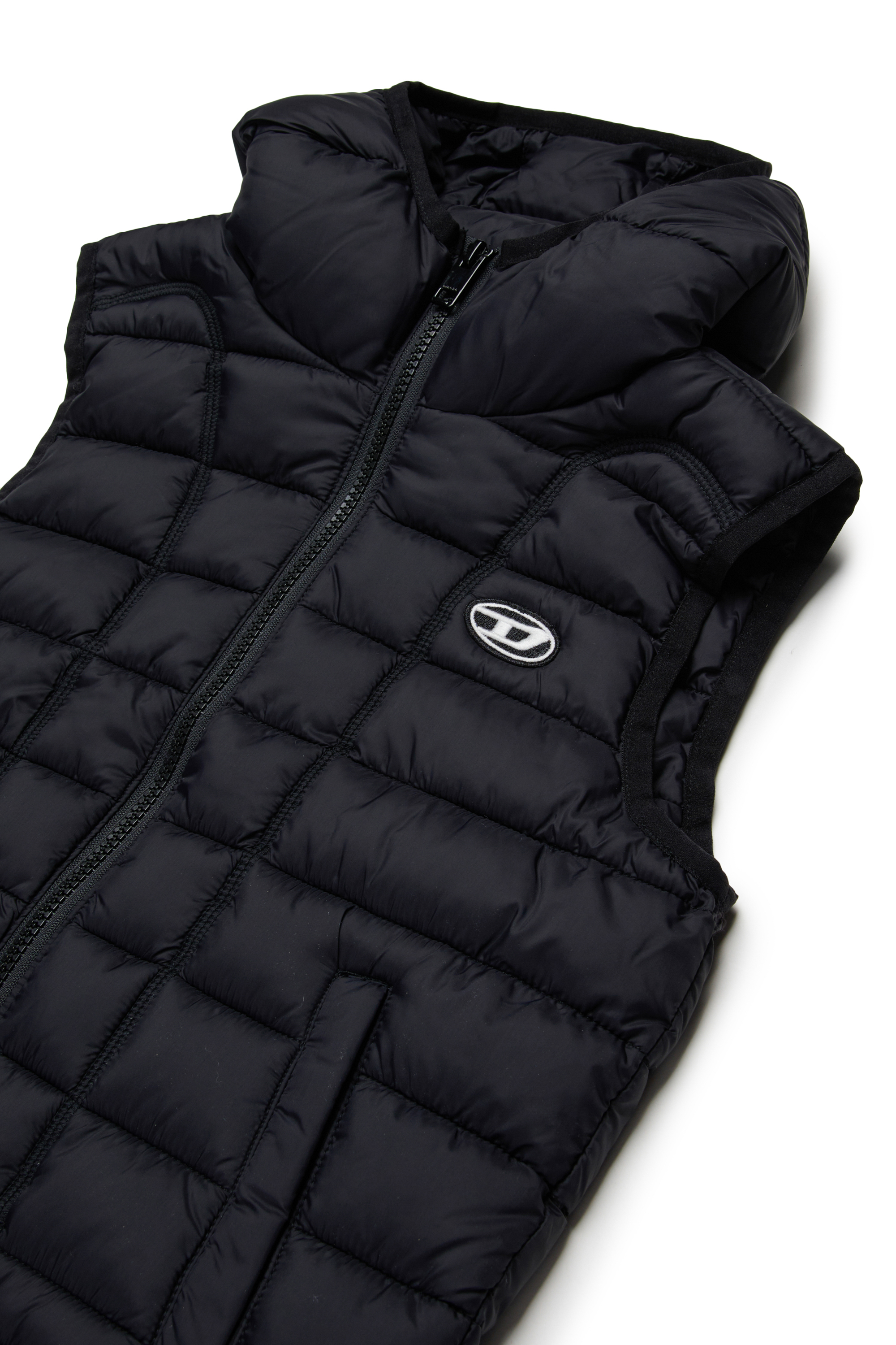 Diesel - JWTEMPLE, Unisex's Nylon vest with hood in ブラック - 3