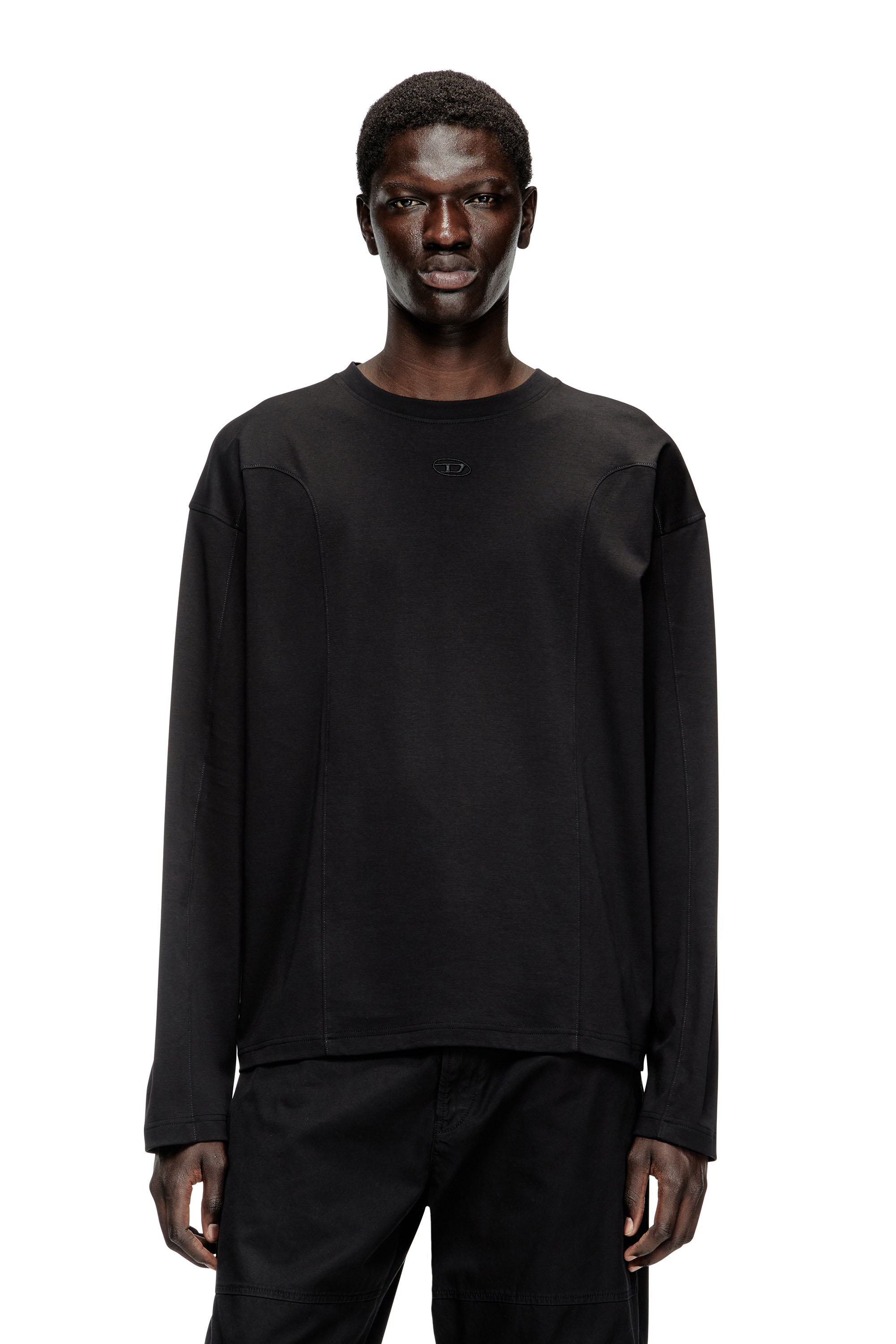 Diesel - T-BOXT-LS-INT, Male's Long-sleeve T-shirt with panels in ブラック - 1