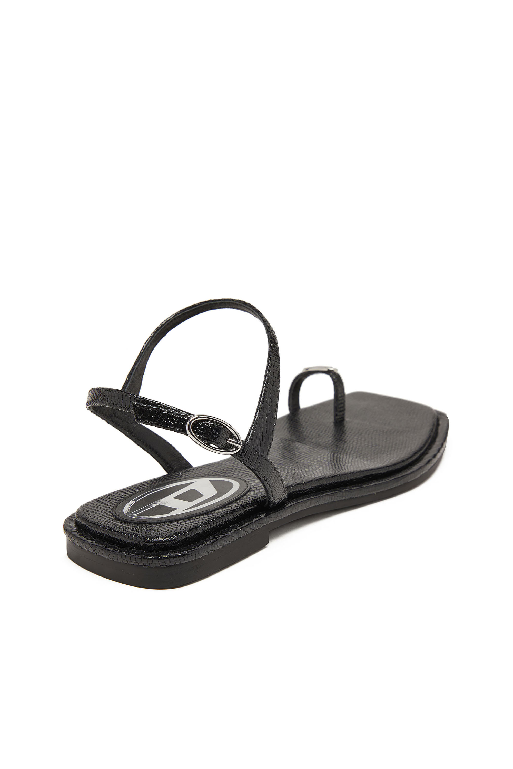 Diesel - D-AMBER INFRA 0, Female's D-AMBER - Sandal in leather with metallic logo in ブラック - 4