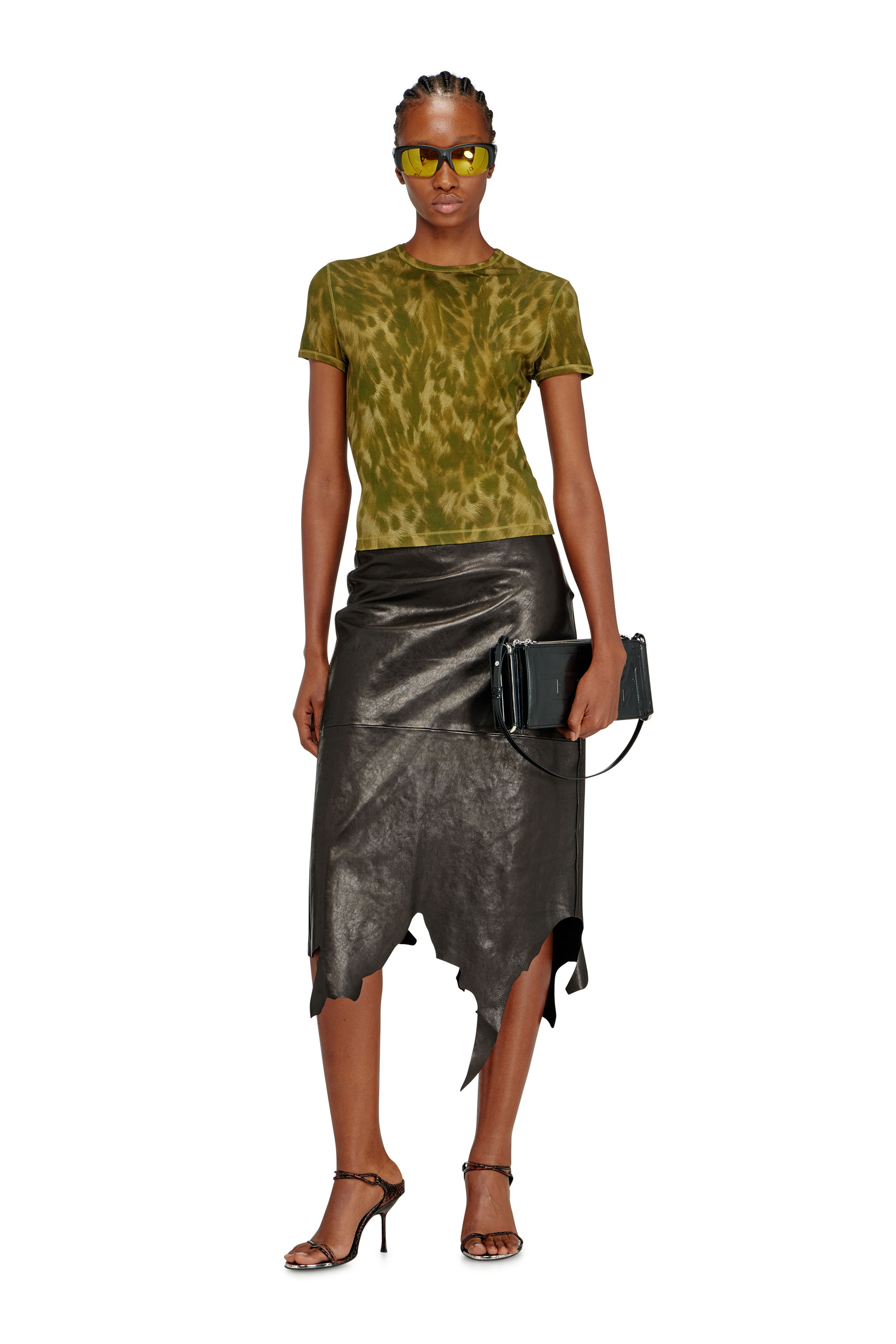 Diesel - T-ANIMA, Female's Animal-print T-shirt in stretch jersey in グリーン - 2