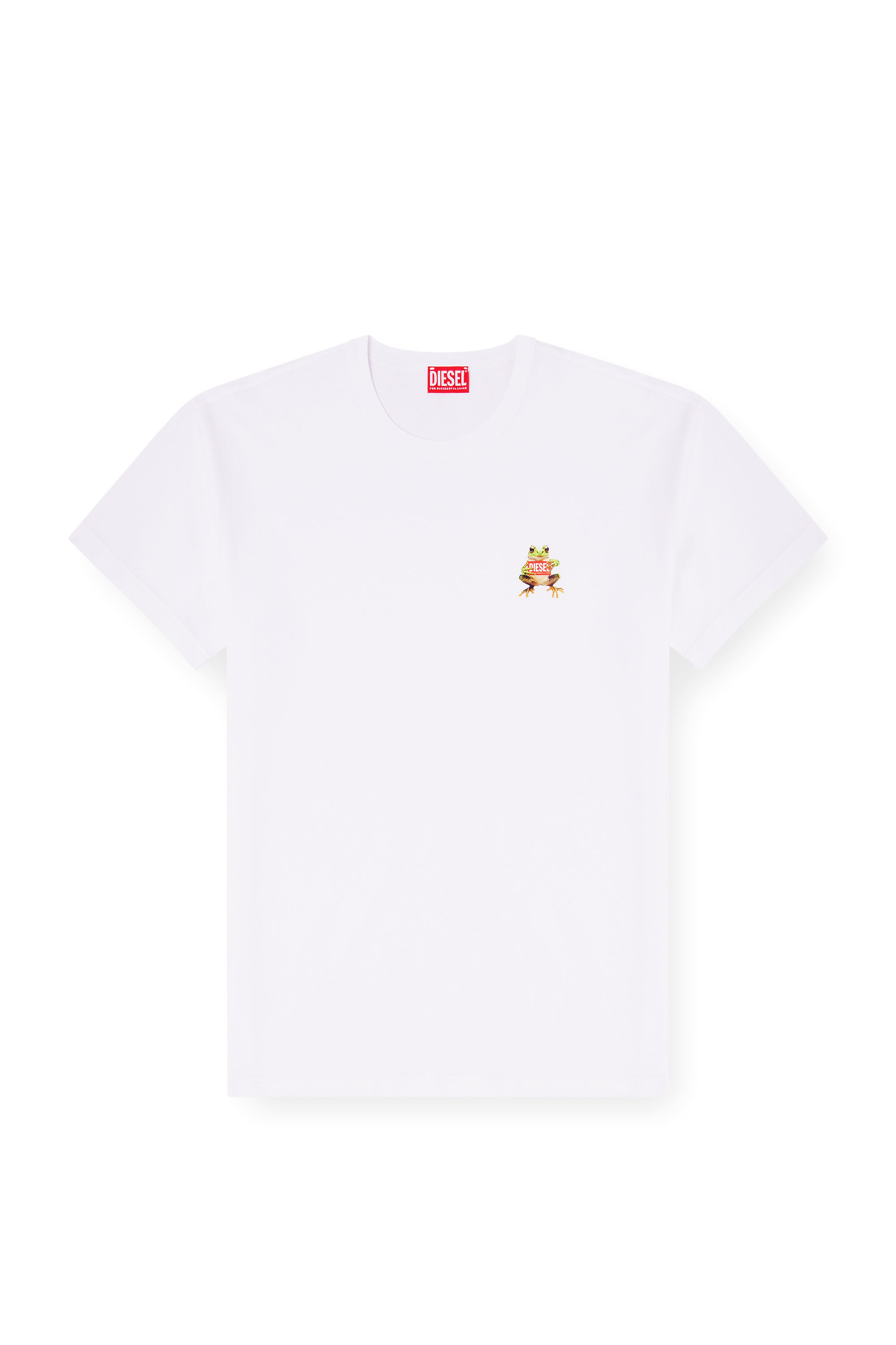 Diesel - T-NORM-FROG, Male's T-shirt with frog and logo print in ホワイト - 2