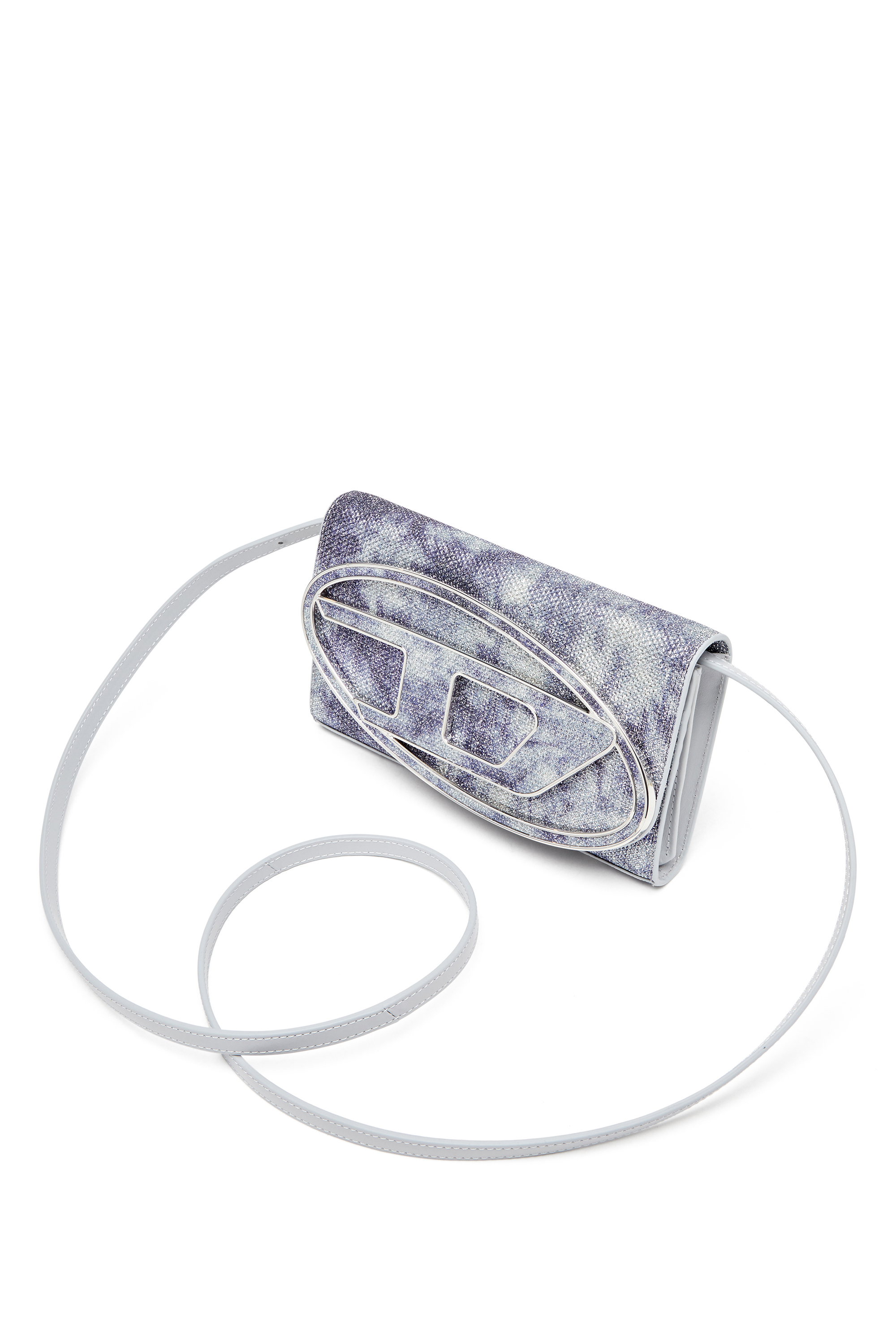 Diesel - 1DR WALLET STRAP, Female's Wallet purse in shimmer fabric in ブルー - 5