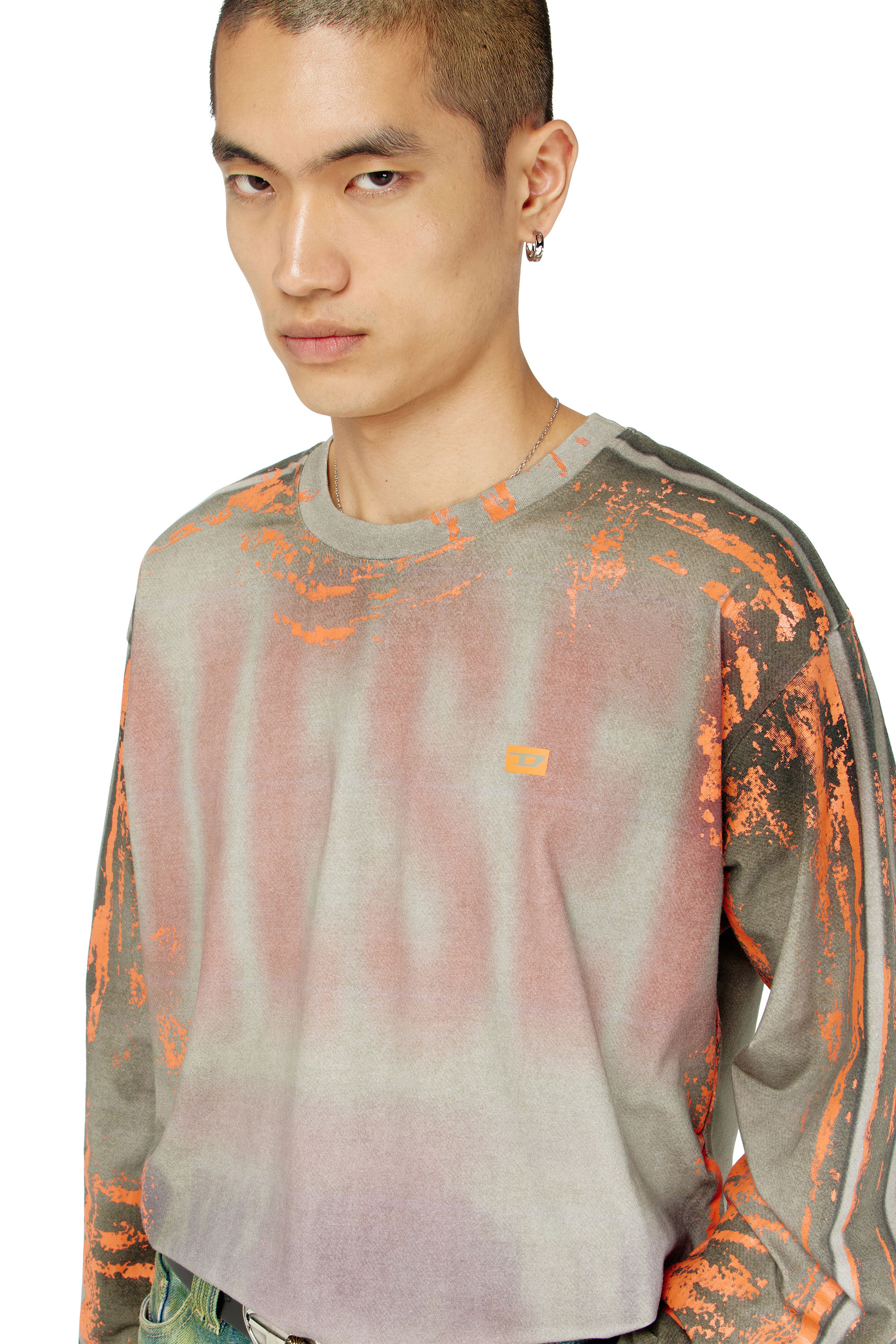 Diesel - T-FILMY, Male's Long-sleeve T-shirt in cracked jersey in null - 3