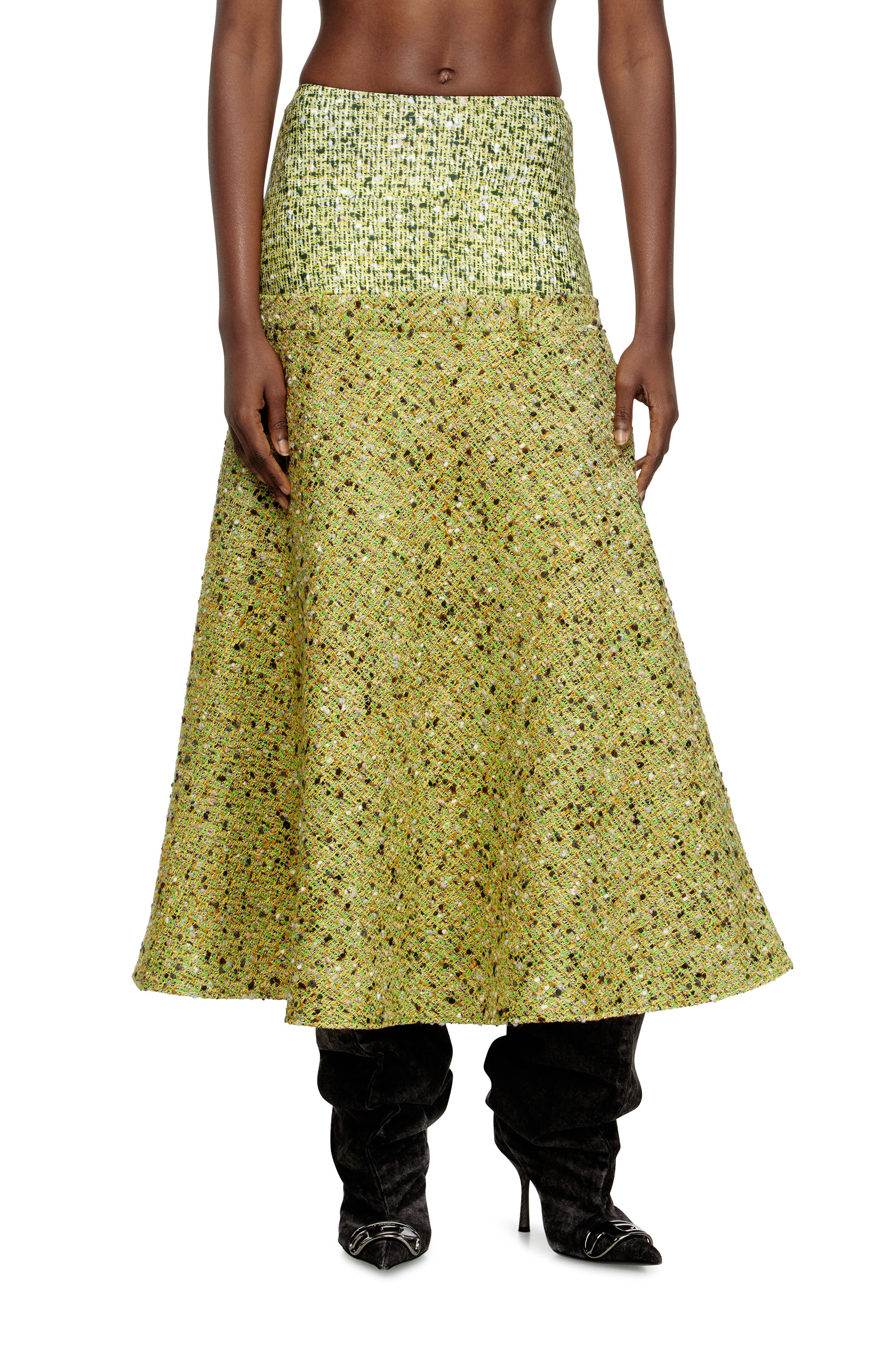 Diesel - O-GRACE-MIX, Female's Bouclé skirt with lycra waist in グリーン - 1