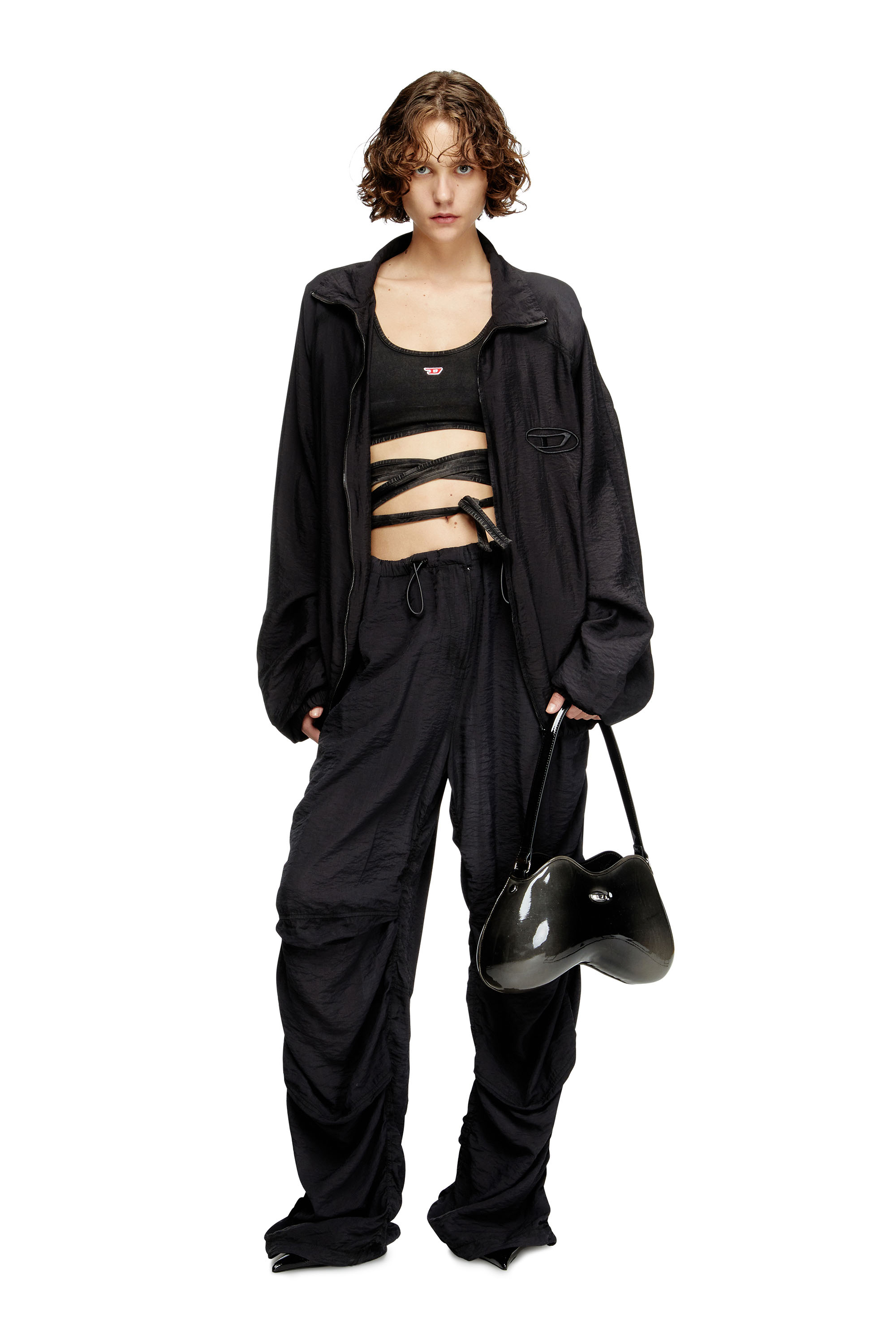 Diesel - T-LEYA-TAIL-R1, Female's Denim-look vest top with wrap ties in ブラック - 2