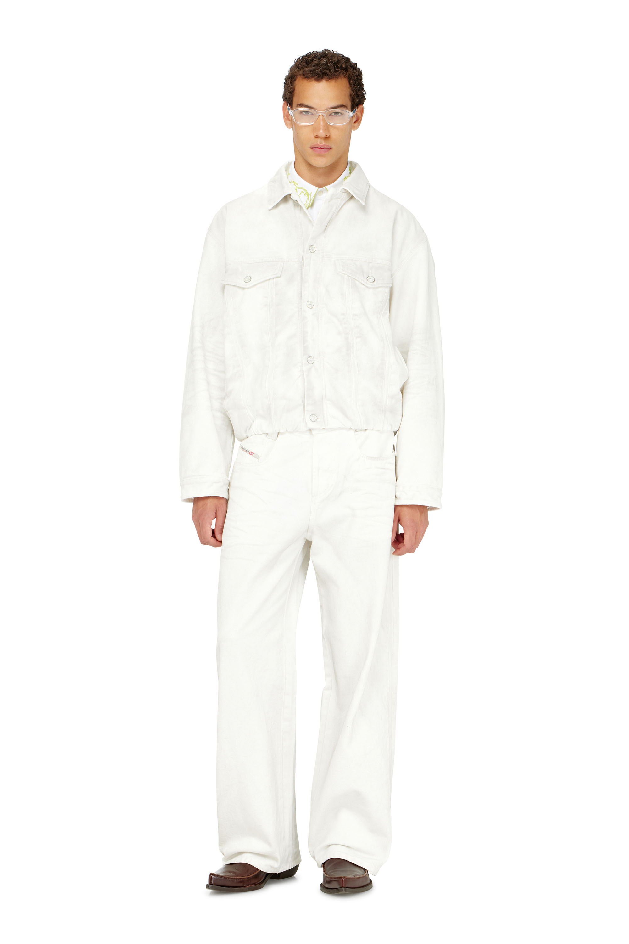 Diesel - D-MORVI-FSJ1, Male's Elasticated trucker jacket in denim in ホワイト - 2