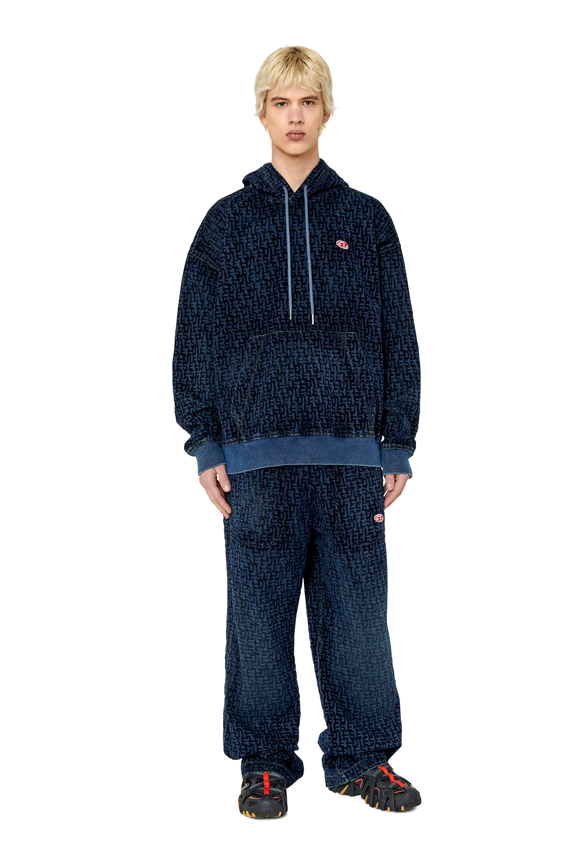 Diesel - D-UM-RIB TRACK DENIM HOODIE, ダークブルー - Image 4