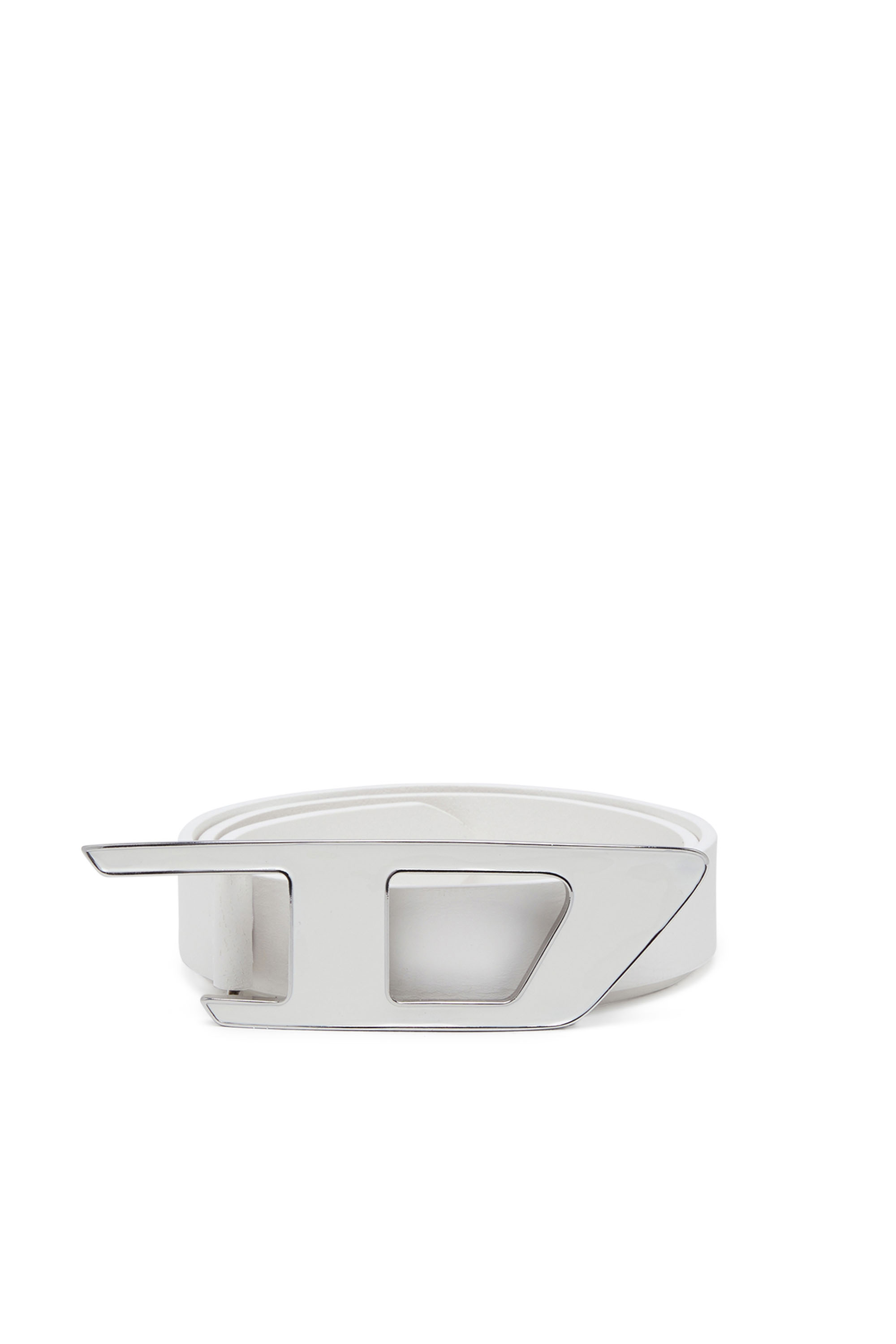 Diesel - B-DLOGO II, Female's Leather belt with enamelled D buckle in ホワイト - 1
