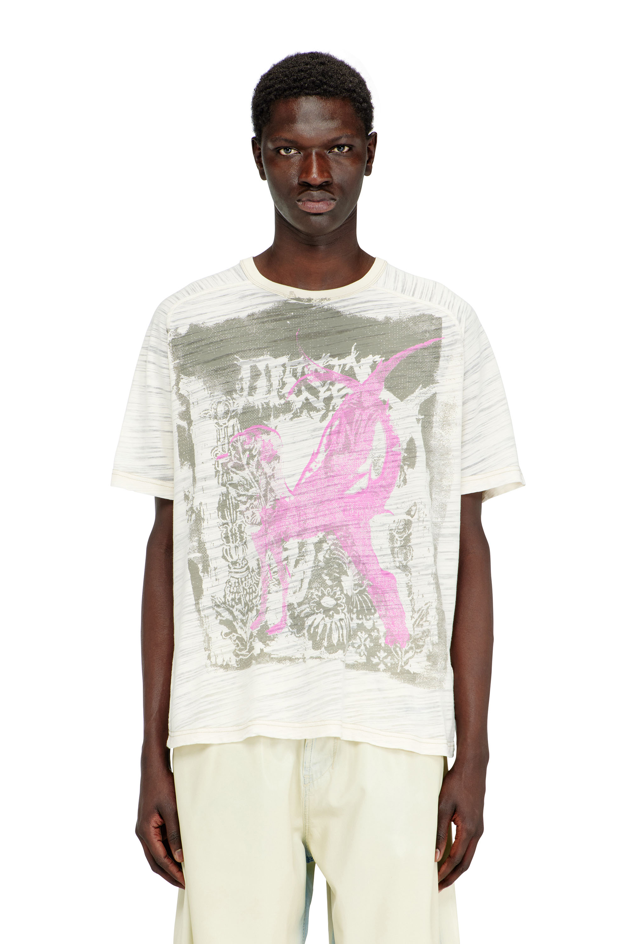 Diesel - T-JALO-A, Male's T-shirt with graphic print in ホワイト - 1