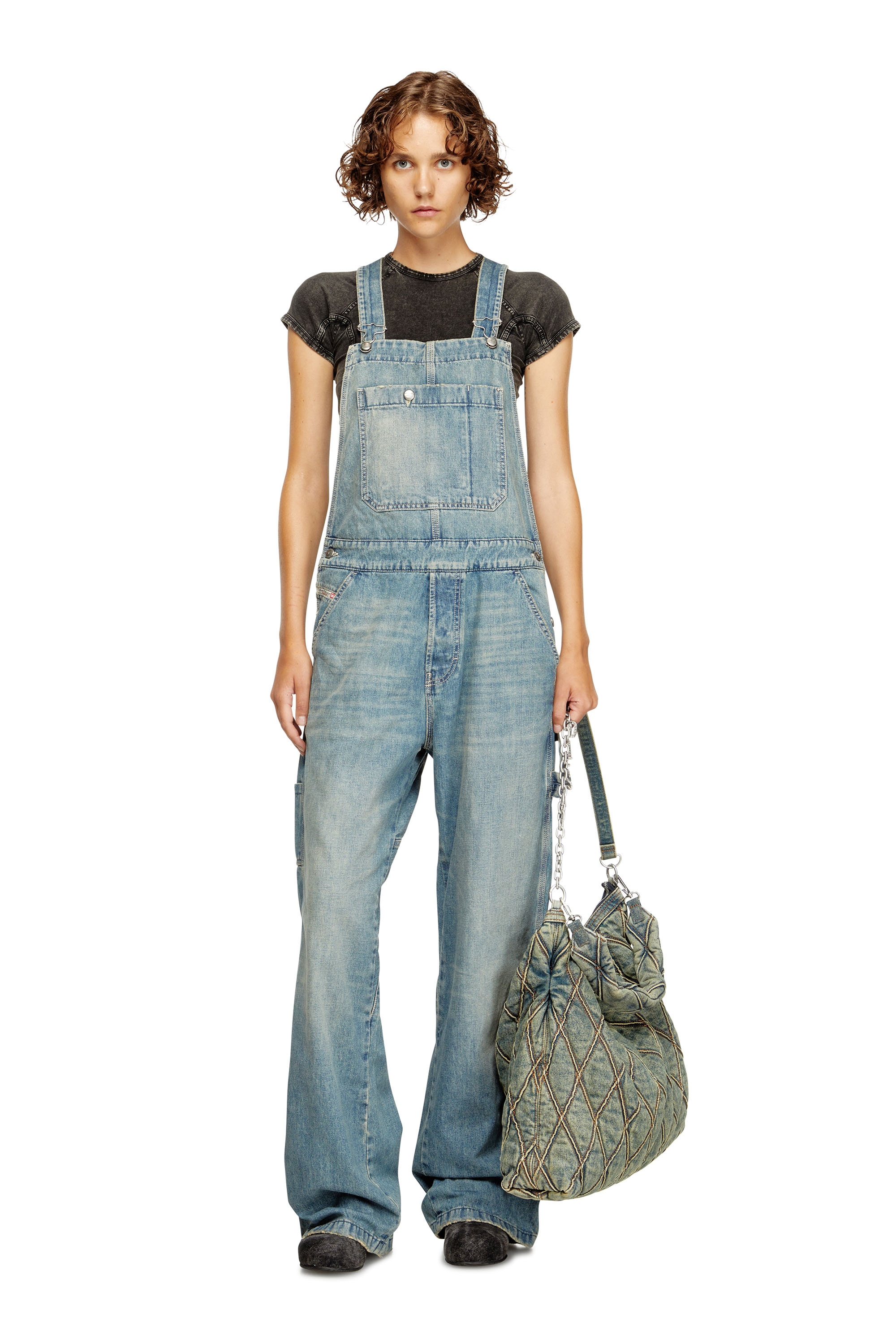 Diesel - D-FRAMU-U, Unisex's Utility-style denim dungarees in ライトブルー - 7