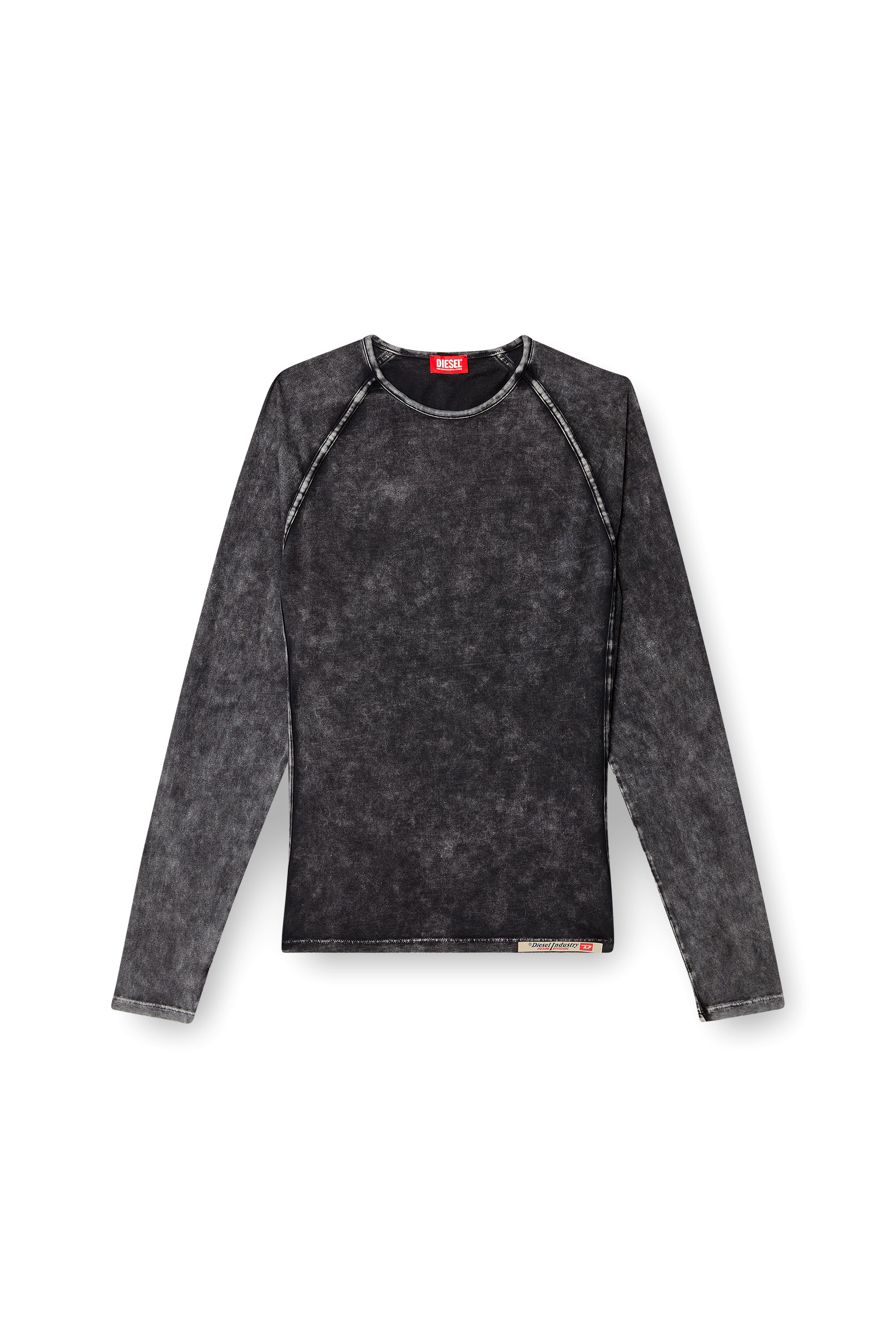 Diesel - EFREM-DNM, Male's Denim effect long-sleeve T-shirt in ブラック - 4