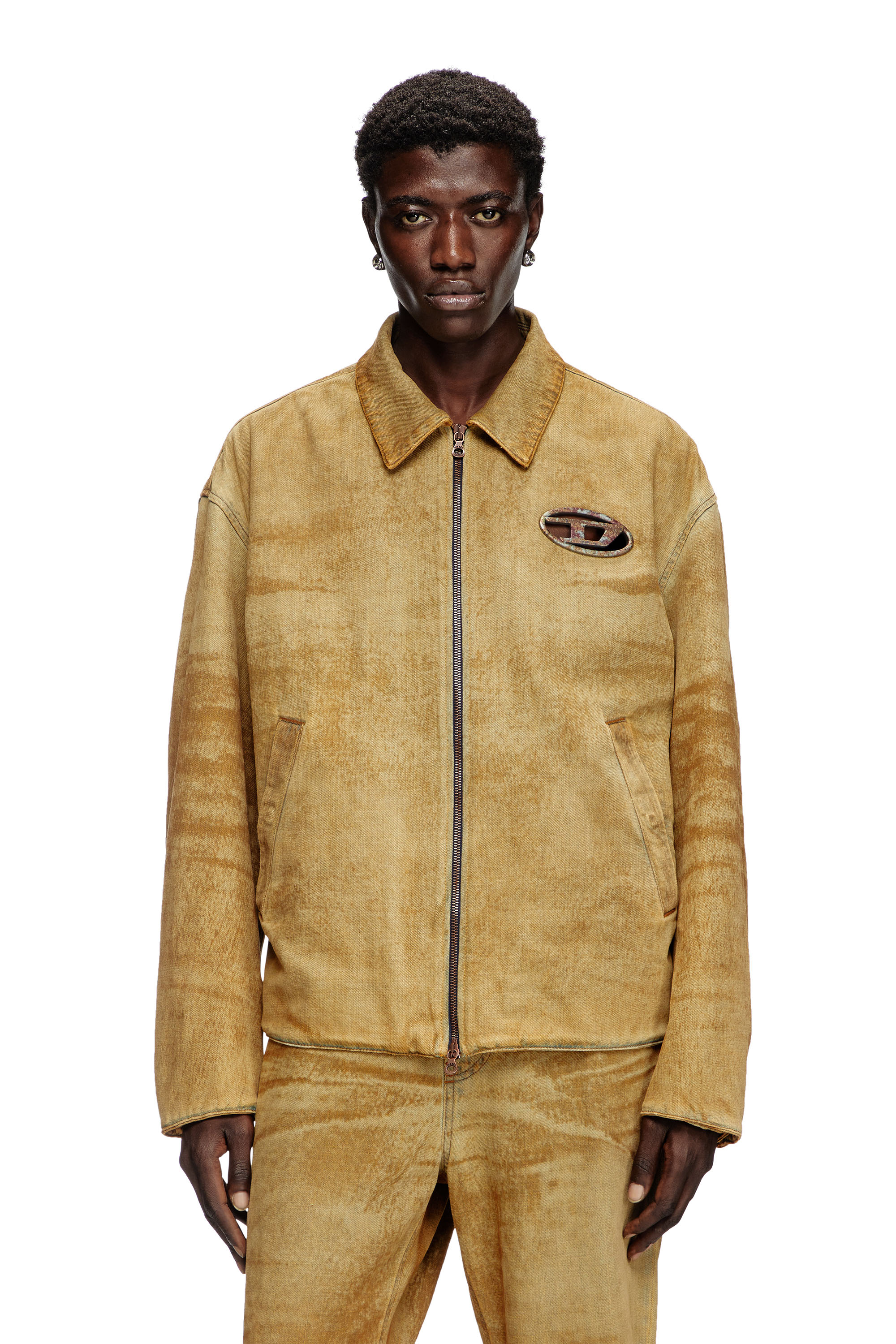 Diesel - D-STACK-FSF, Male's Padded jacket with rust-effect logo in ライトブラウン - 6