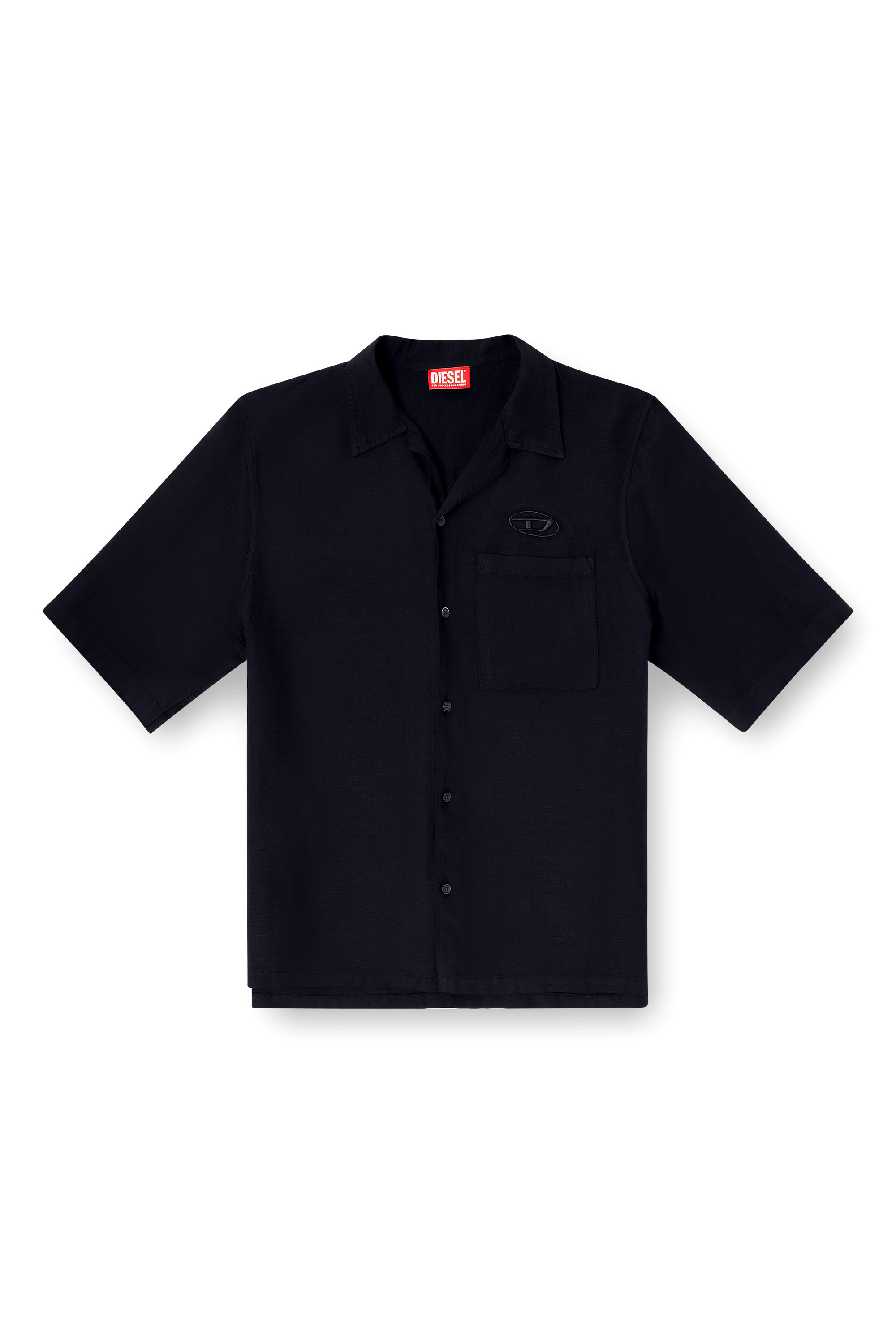 Diesel - S-BRACK-PGBS, Male's Linen-blend shirt with short sleeves in ブラック - 2