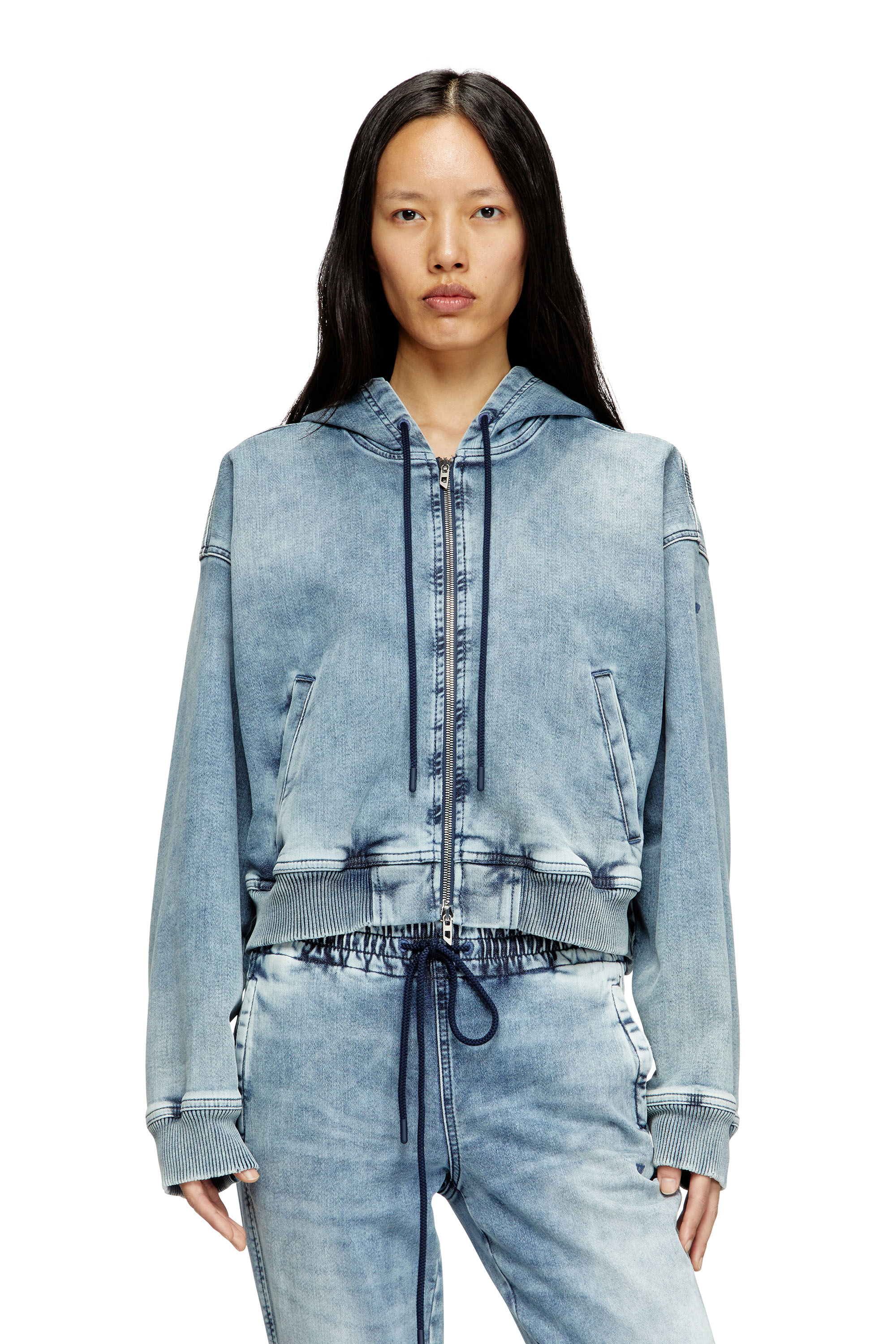 Diesel - DE-GIRI-CROP JOGG, Female's Zipped hoodie in JoggJeans in ライトブルー - 3