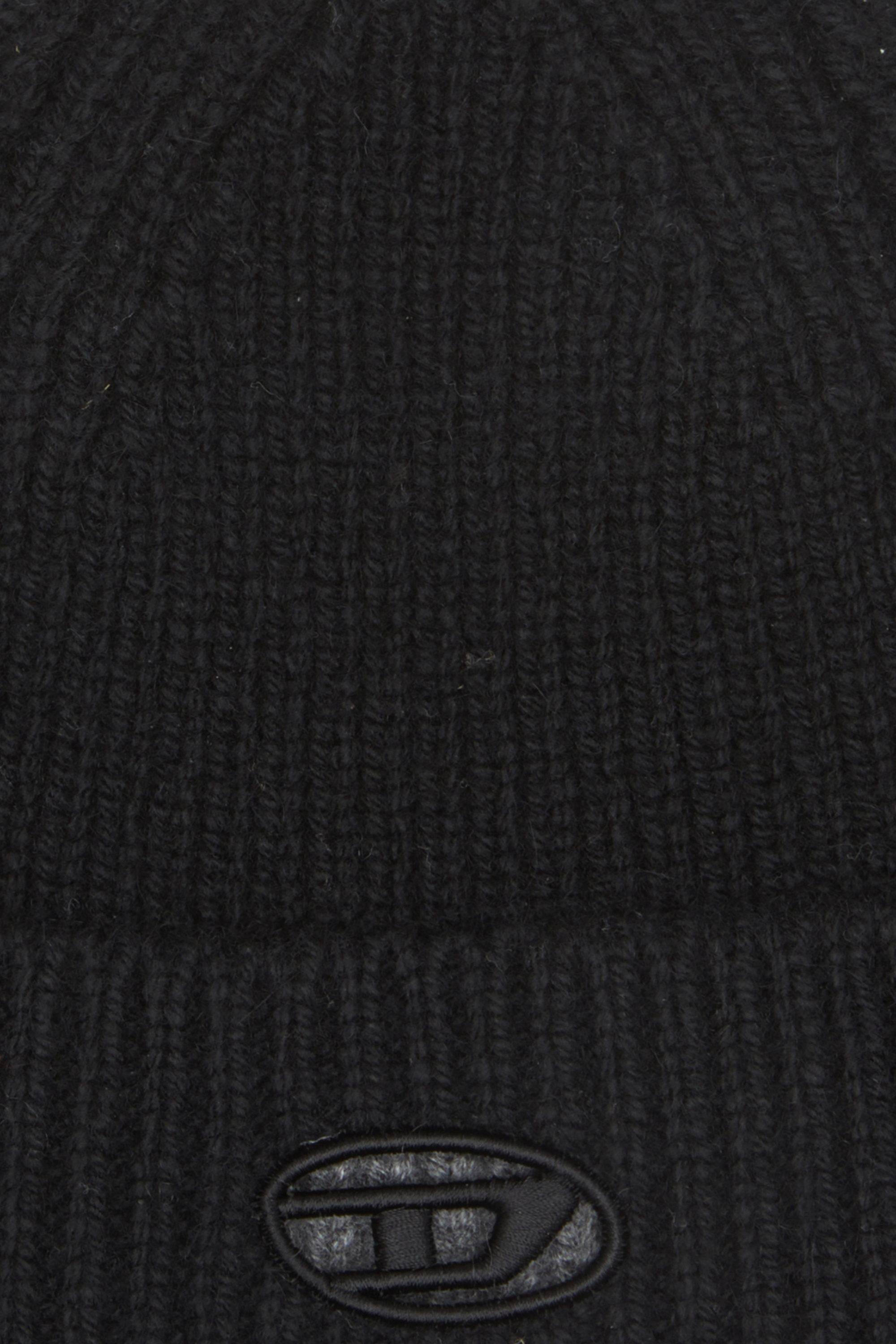 Diesel - K-ARAC, Unisex's Ribbed beanie with Oval D cut-out in ブラック - 3