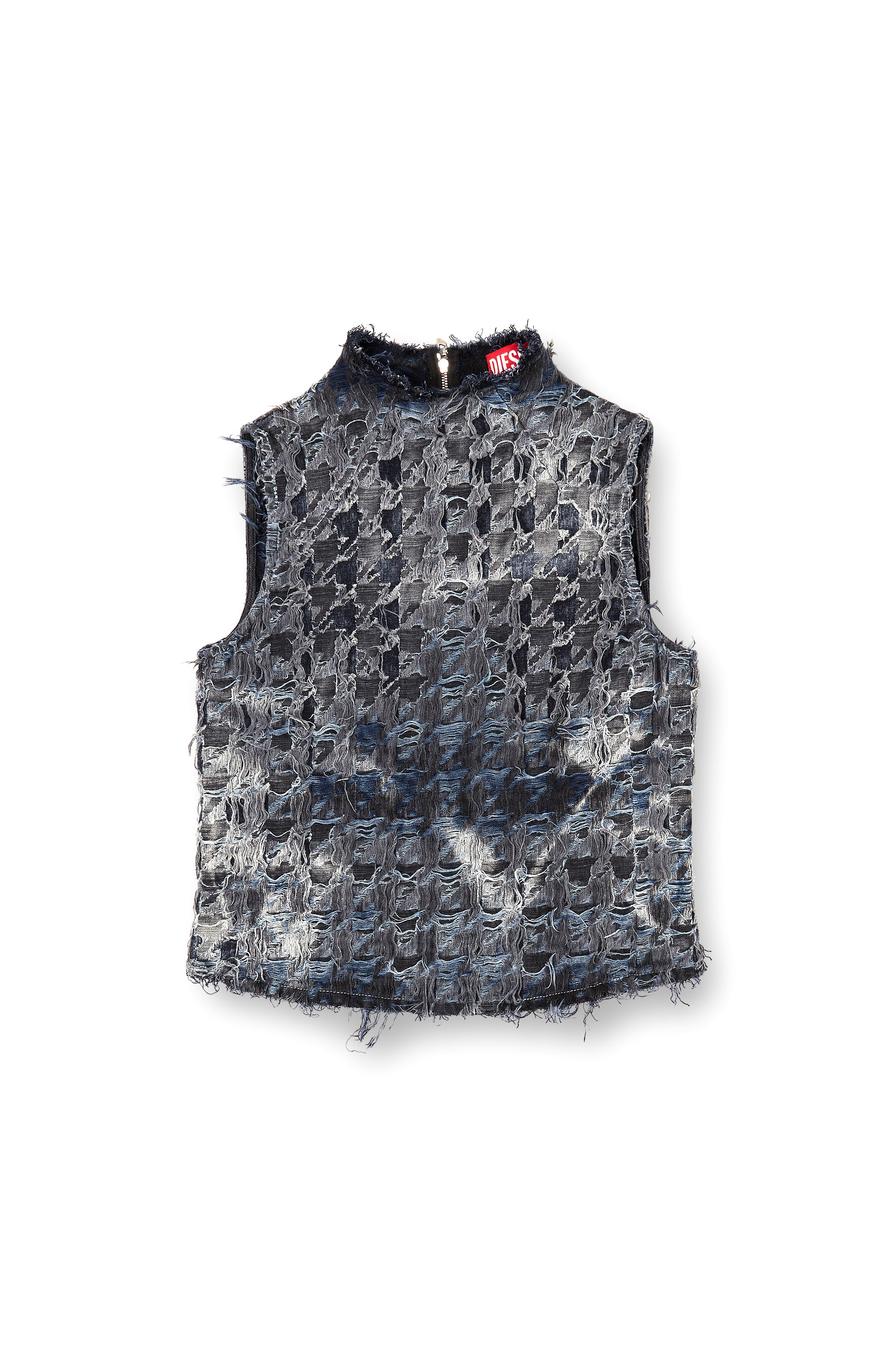 Diesel - DE-TAPI-FSH1, Female's Sleeveless top in houndstooth tie-dye denim in ブラック - 2