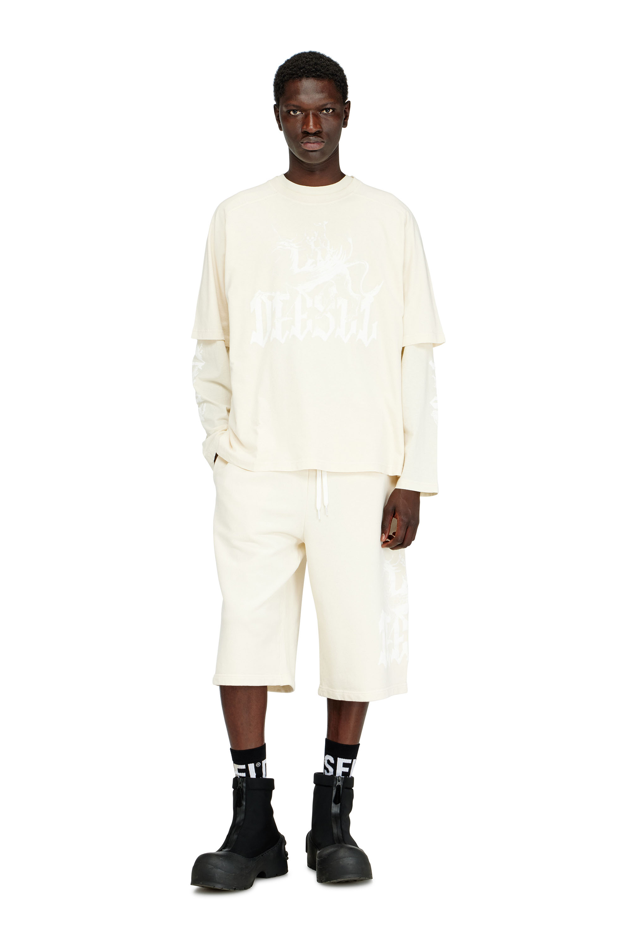 Diesel - T-JUSSI-A, Male's Printed T-shirt in cotton and hemp in ホワイト - 2