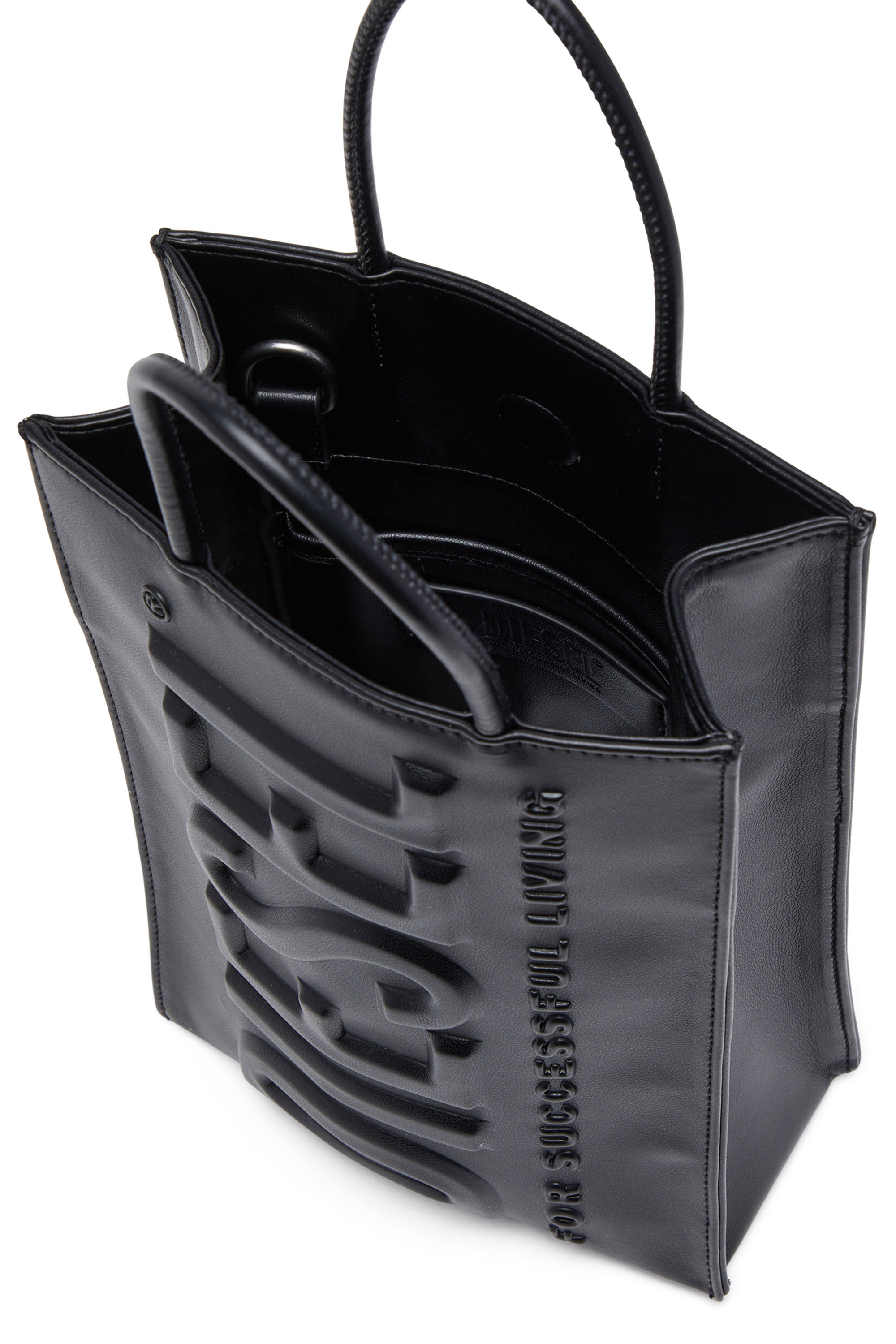 Diesel - DSL 3D SHOPPER M X, Male's Dsl 3D M-PU tote bag with embossed logo in ブラック - 5