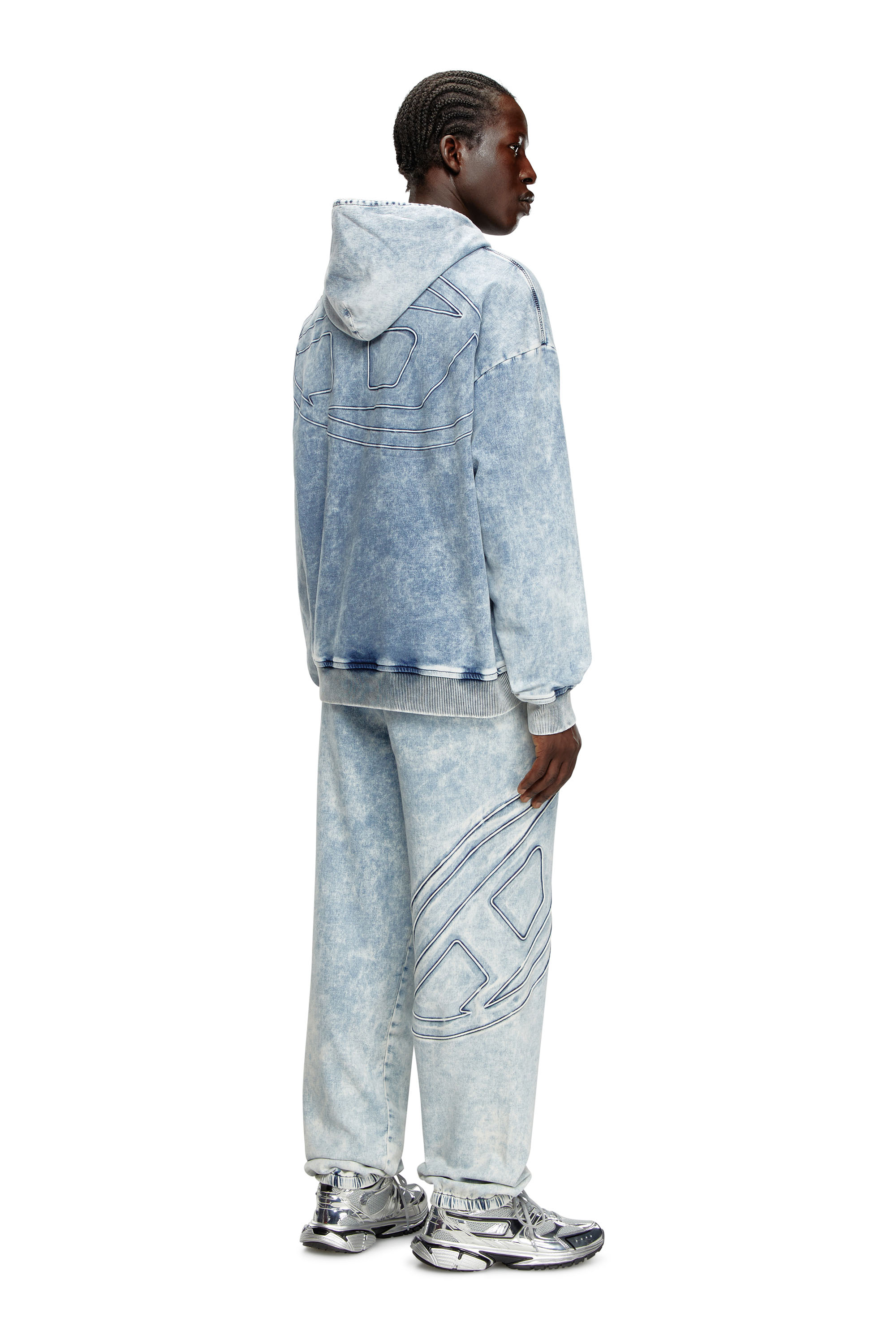 Diesel - D-UM-RIB-S2 TRACK, Unisex's Sweatshirt in Track Denim with Oval D in ライトブルー - 2