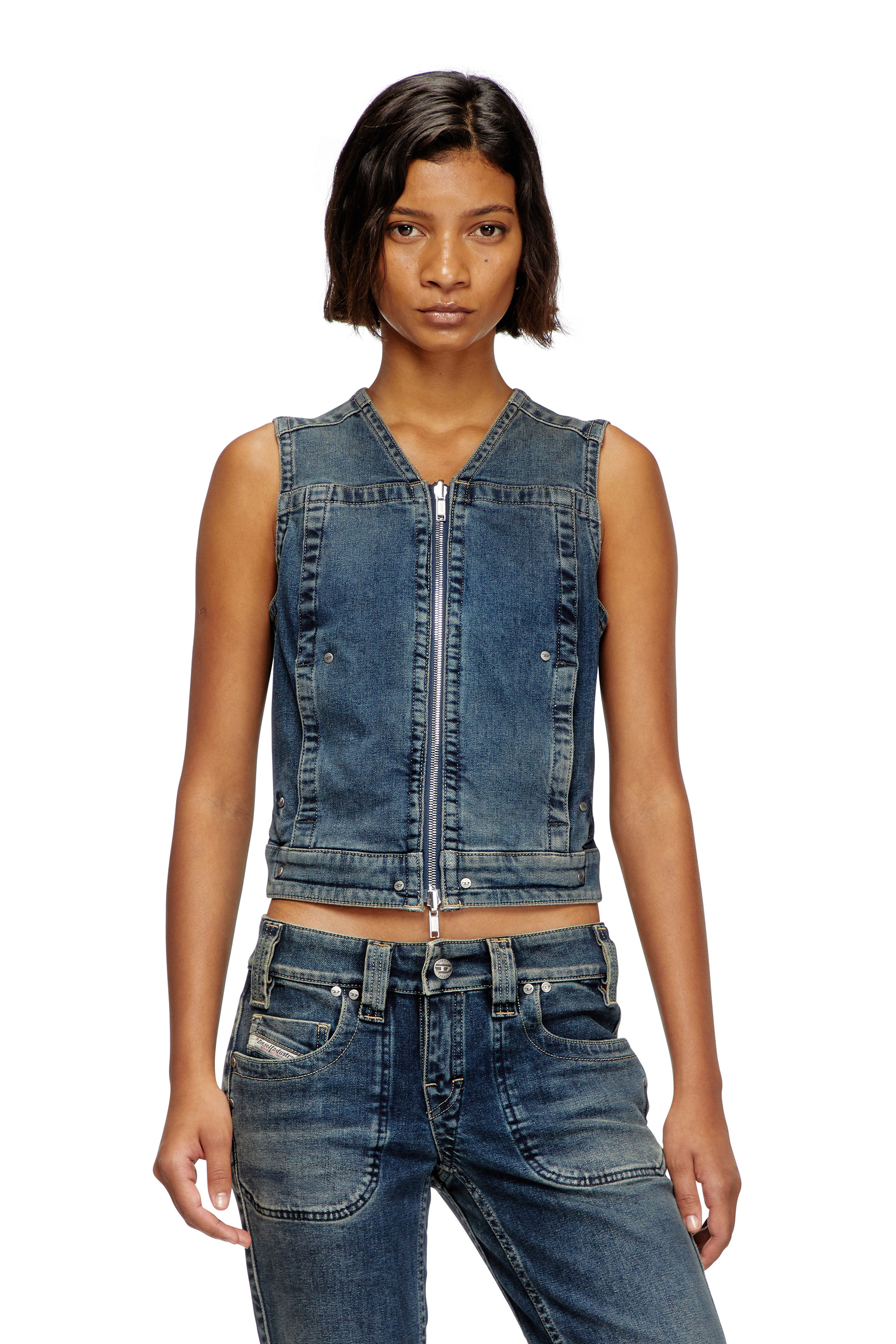 Diesel - DE-PROOF-RE, Female's Zipped top in Rehab denim in ダークブルー - 3