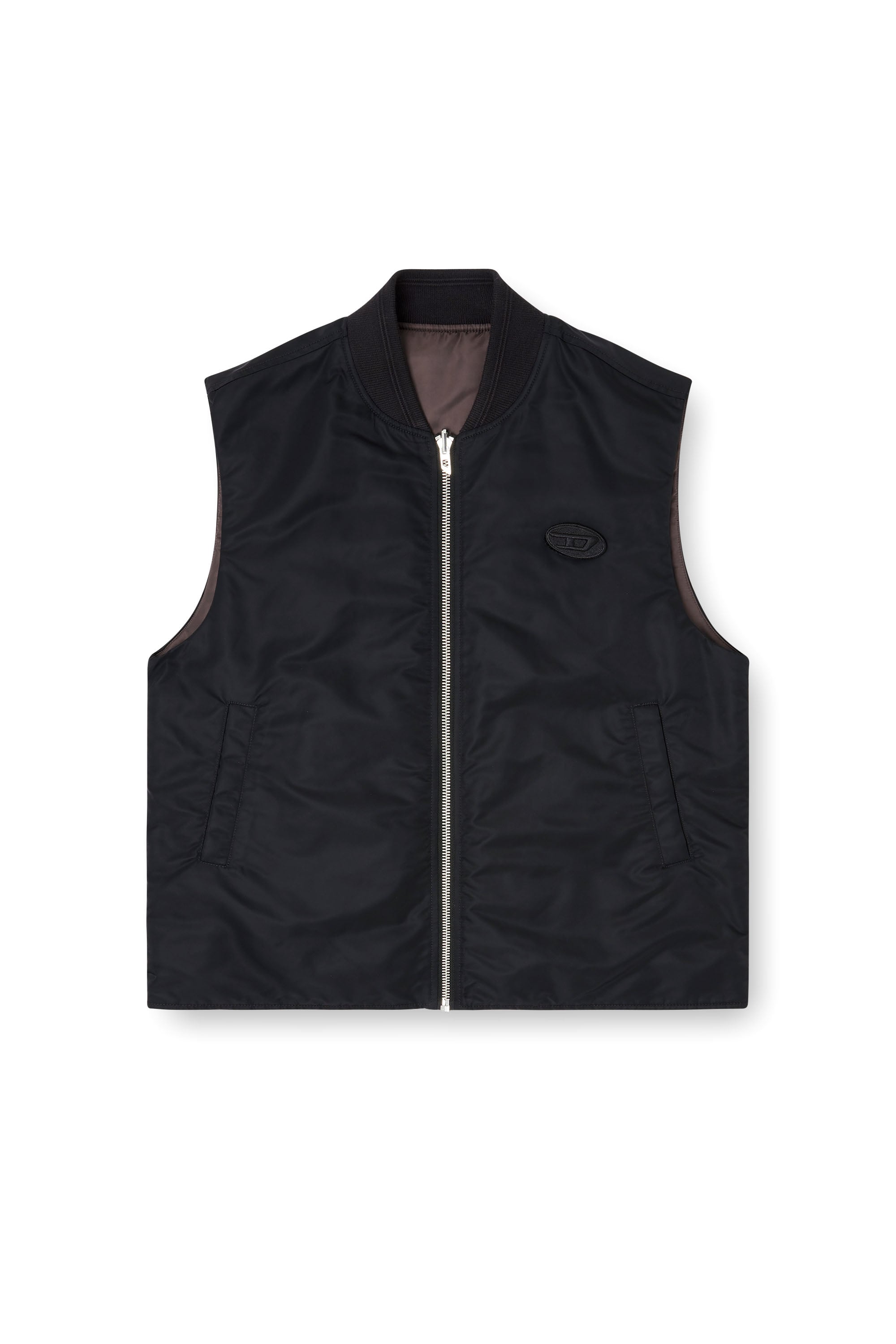 Diesel - W-TYPE-D1-SL, Male's ジップアップベスト in ブラック - 3