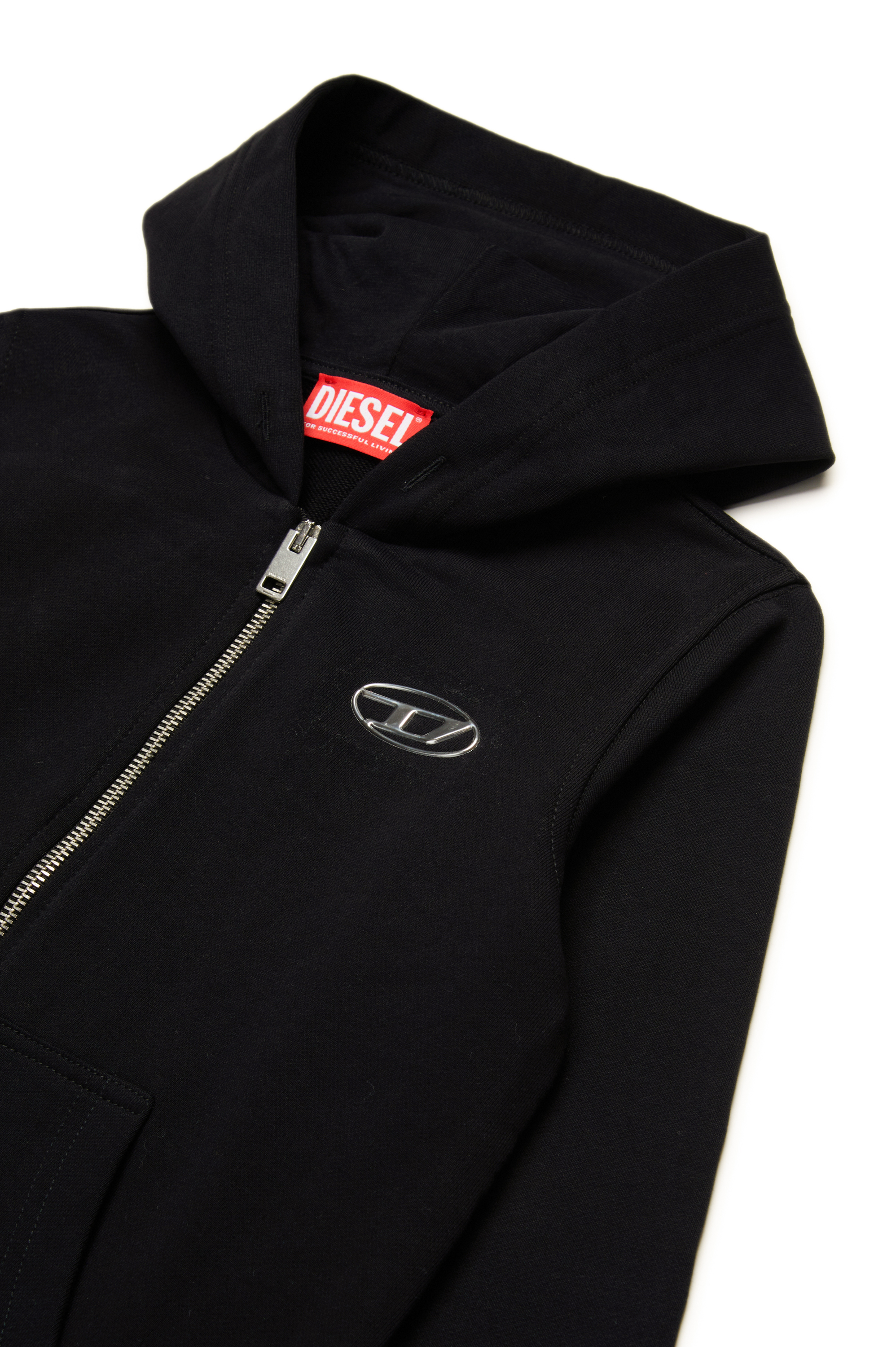 Diesel - SMACIS, Male's Zip-up hoodie with metal-effect Oval D in ブラック - 3