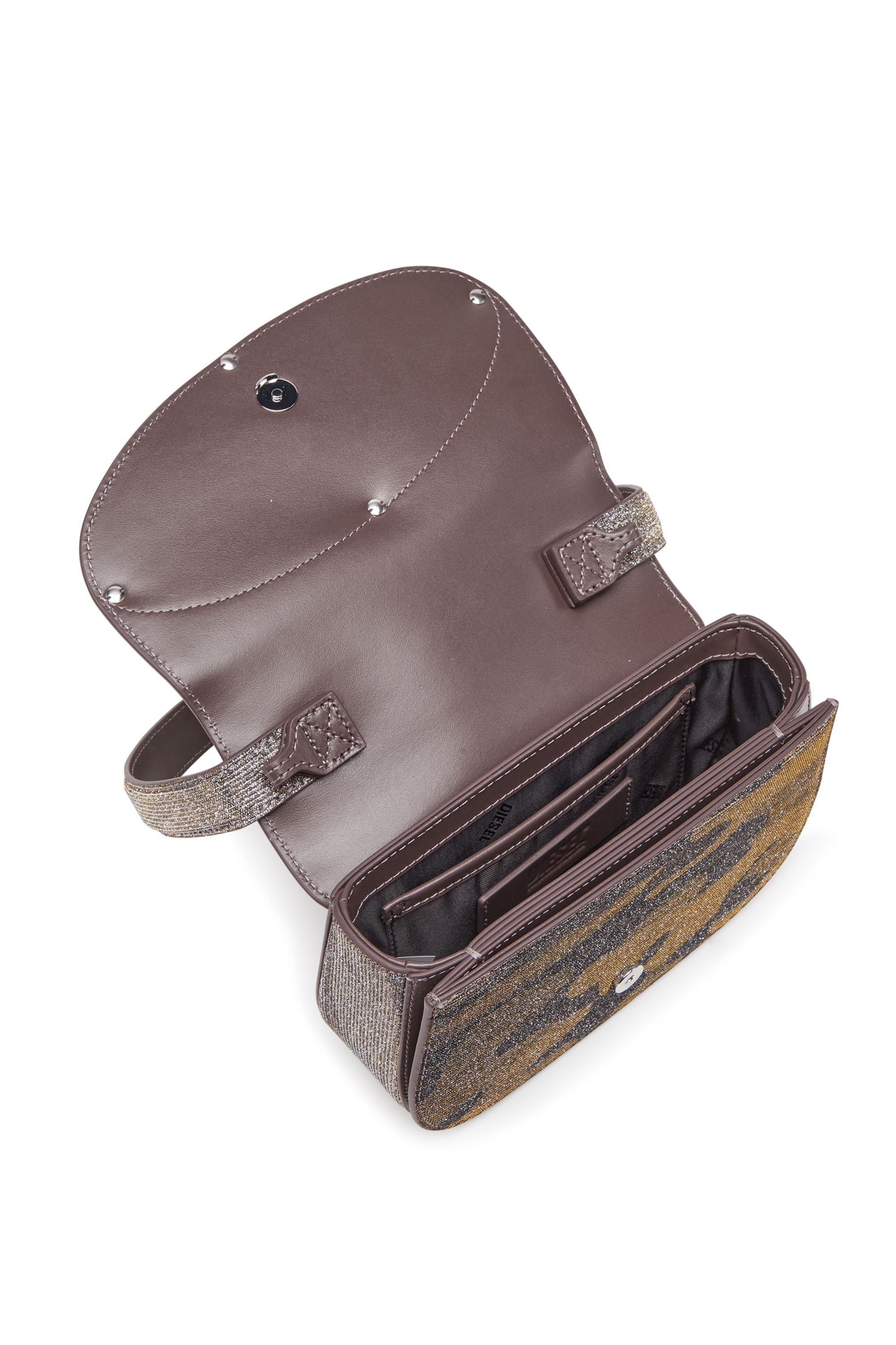 Diesel - 1DR, Female's 1DR-Iconic shoulder bag in camo lurex in グレー/ブラウン - 5