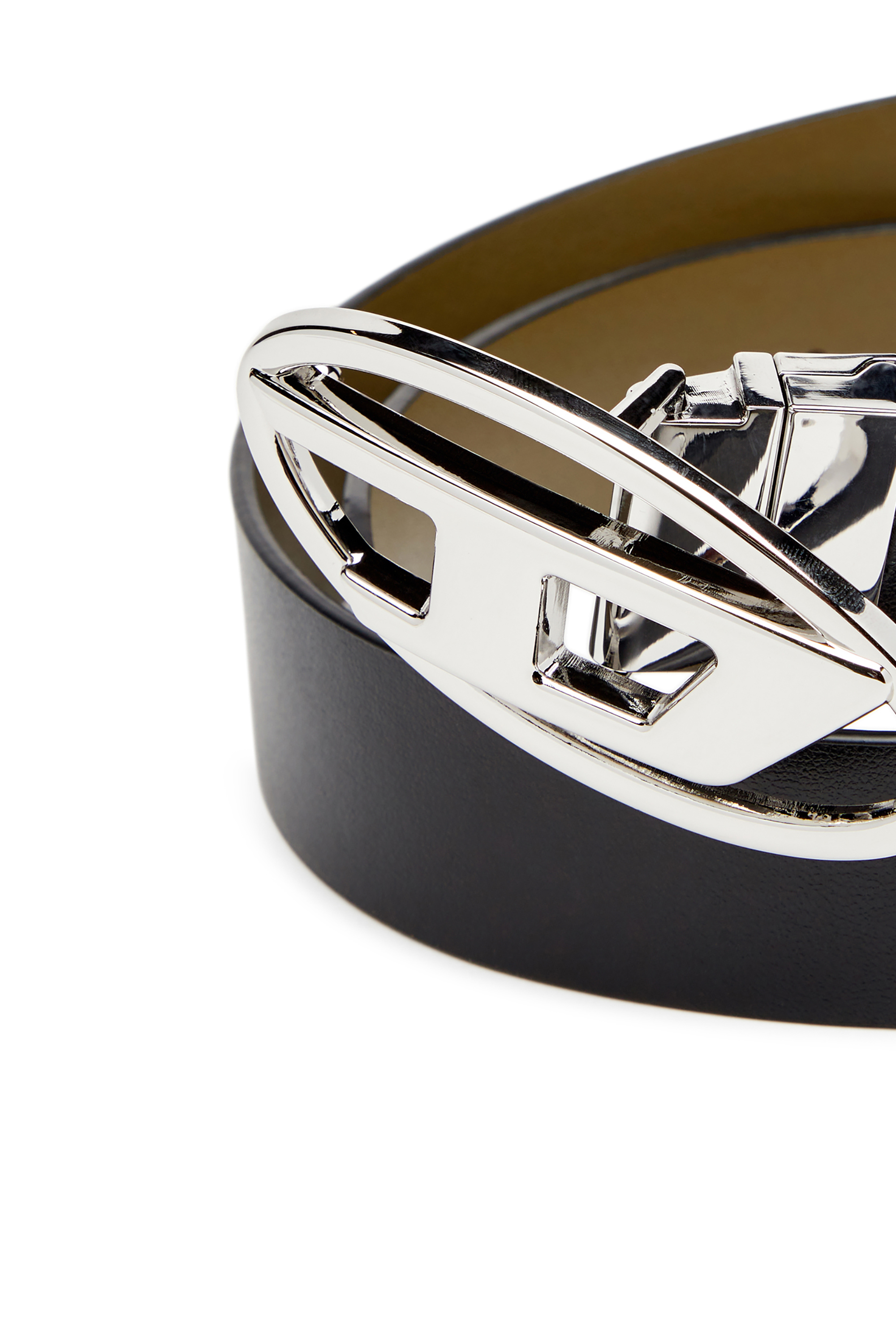 Diesel - B-1DR W REV II 30, Female's 3cm reversible leather belt with Oval D buckle in ブラック/グリーン - 3