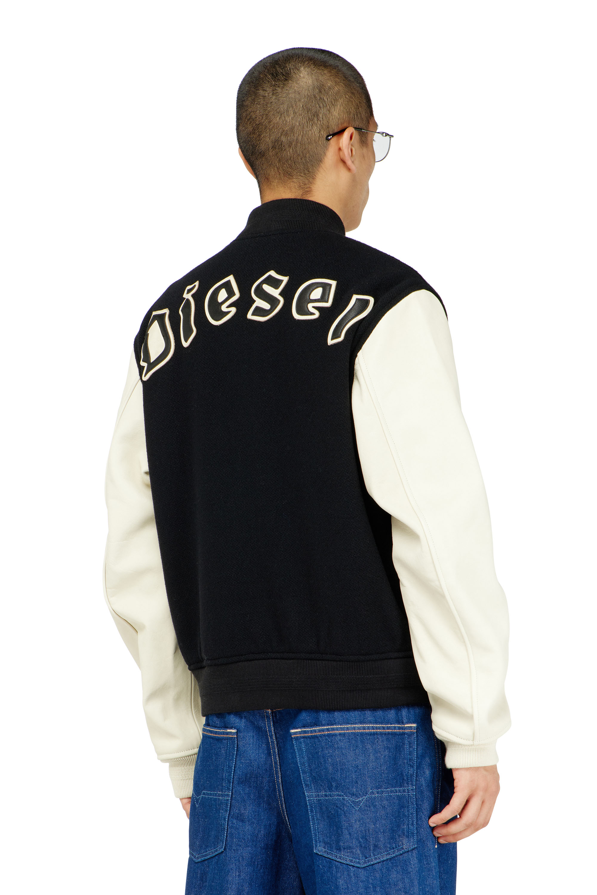 Diesel - L-ARRY-WRD, Male's ブルゾン in ブラック/ホワイト - 4