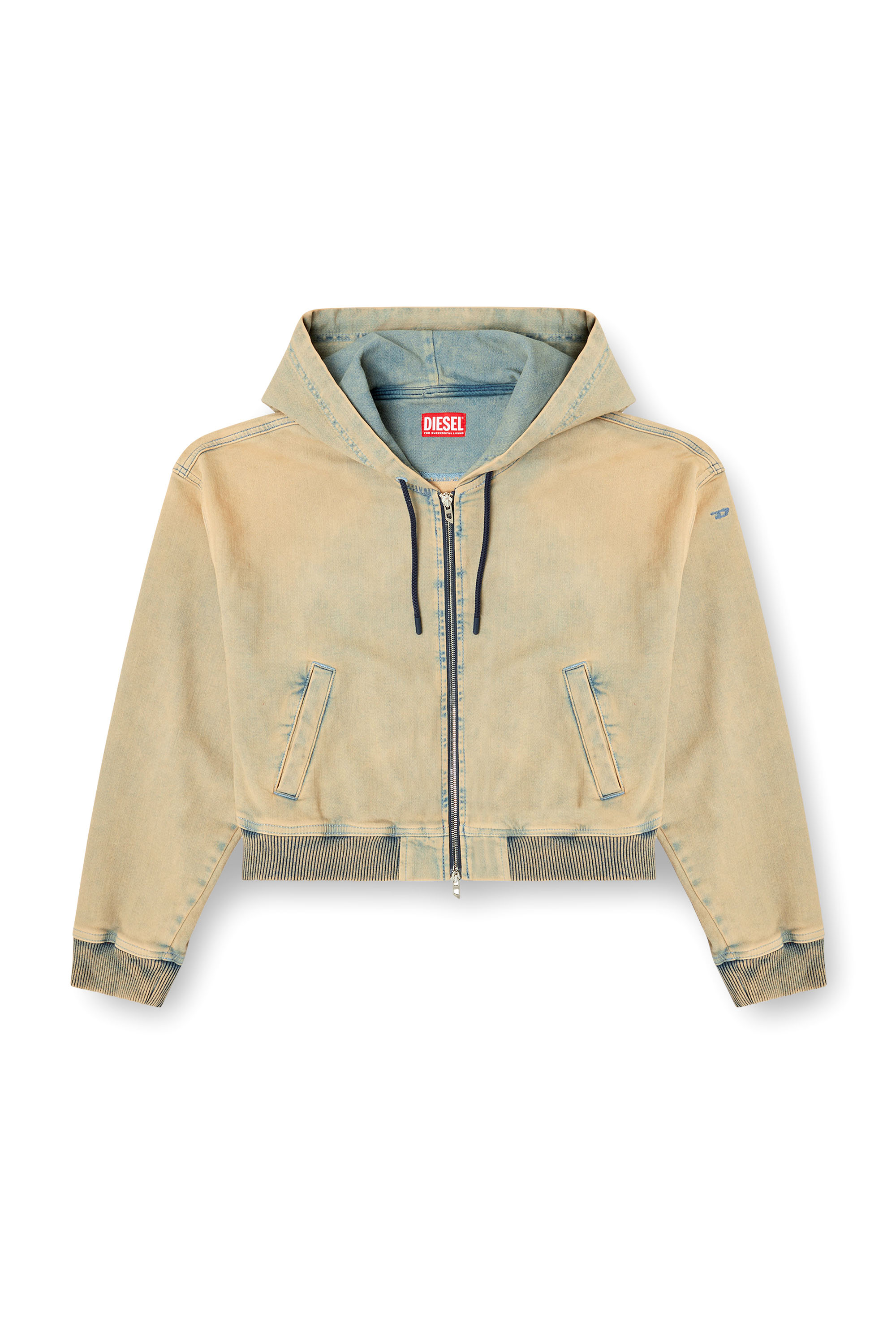 Diesel - DE-GIRI-CROP JOGG, Female's Zipped hoodie in coloured JoggJeans in ベージュ/ブルー - 2