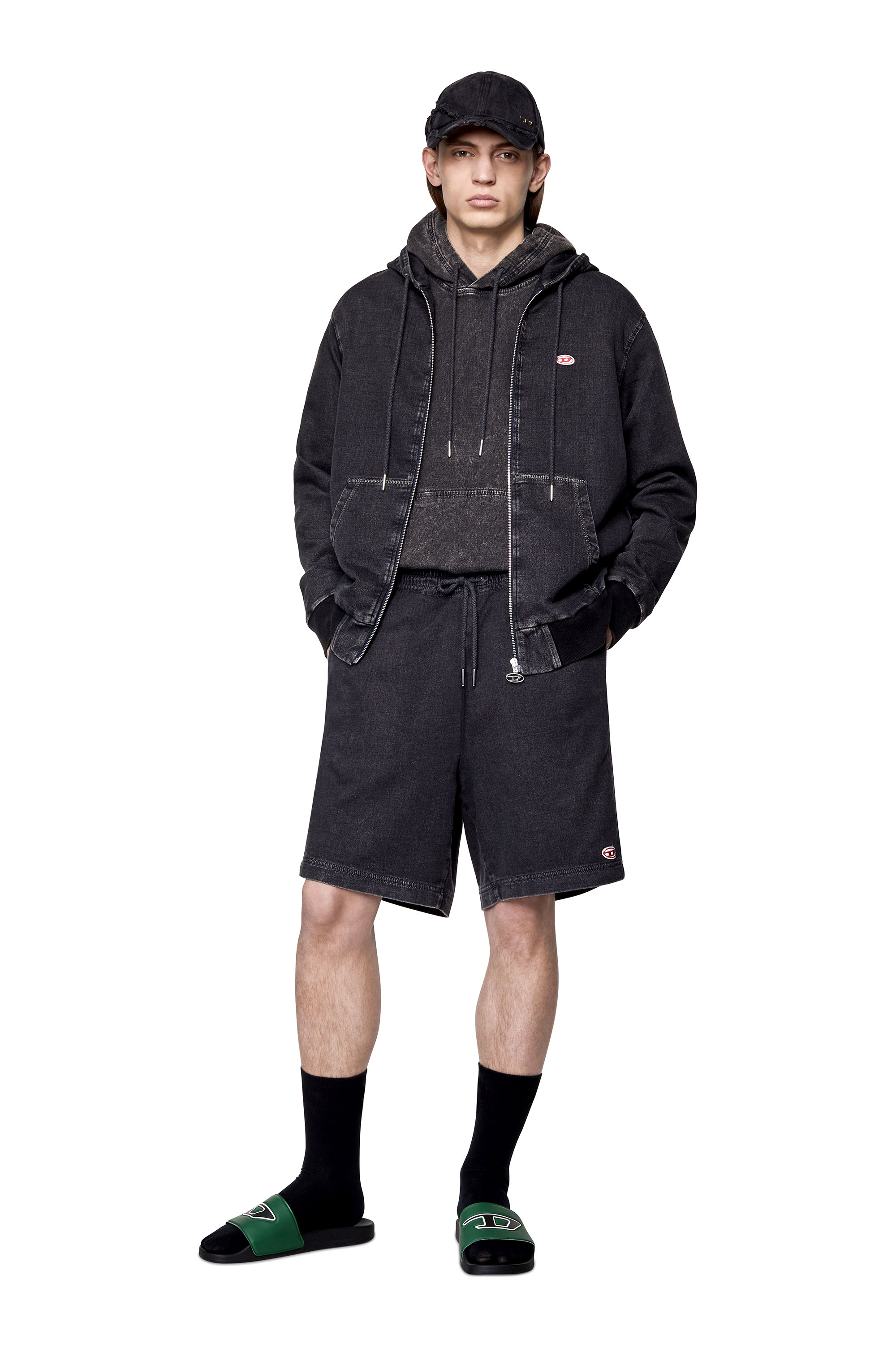 Diesel - D-BOXY TRACK DENIM SHORTS, ブラック/ダークグレー - Image 5