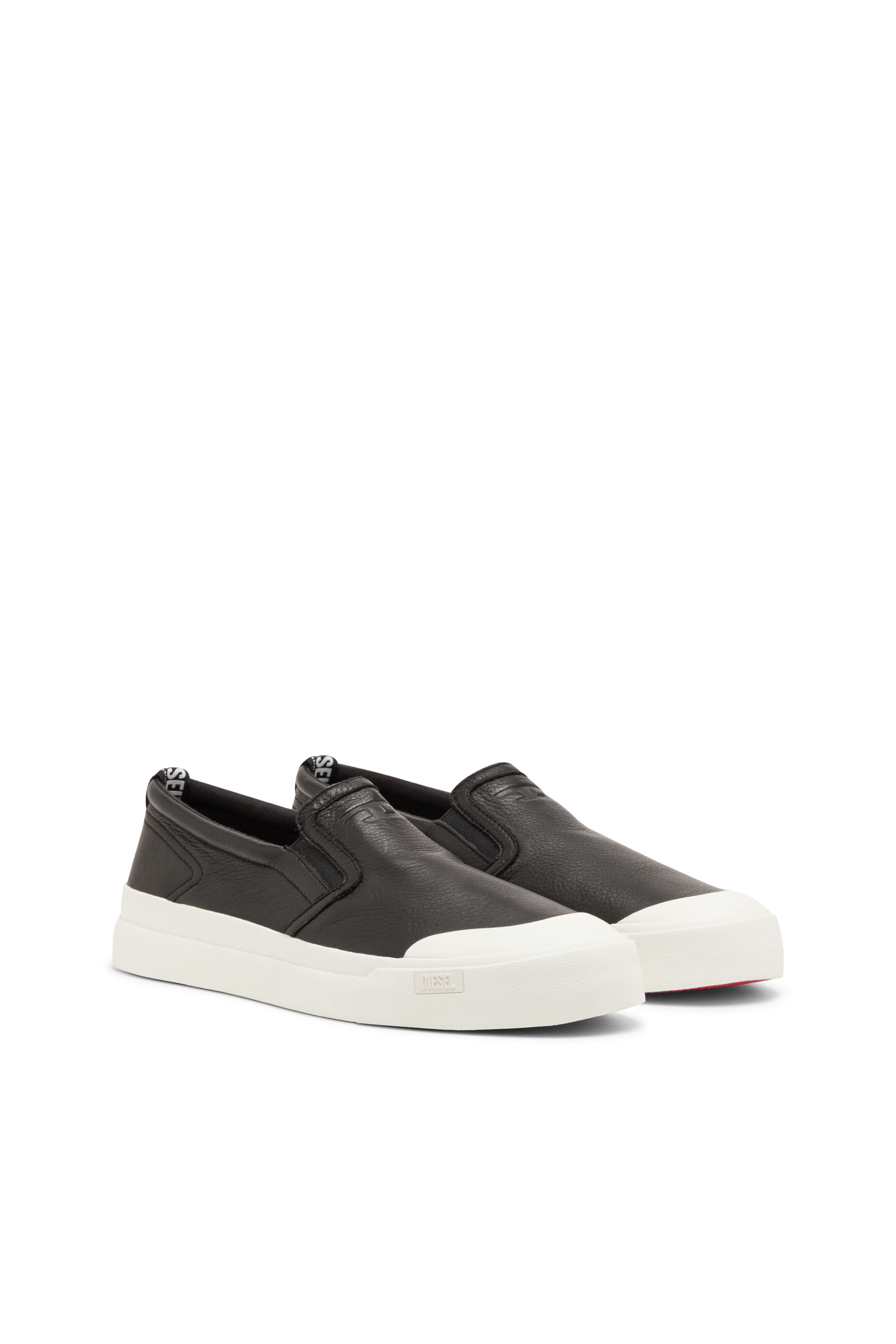 Diesel - S-ATHOS SLIP ON, Male's S-Athos-Slip-on sneakers in plain leather in ブラック - 2