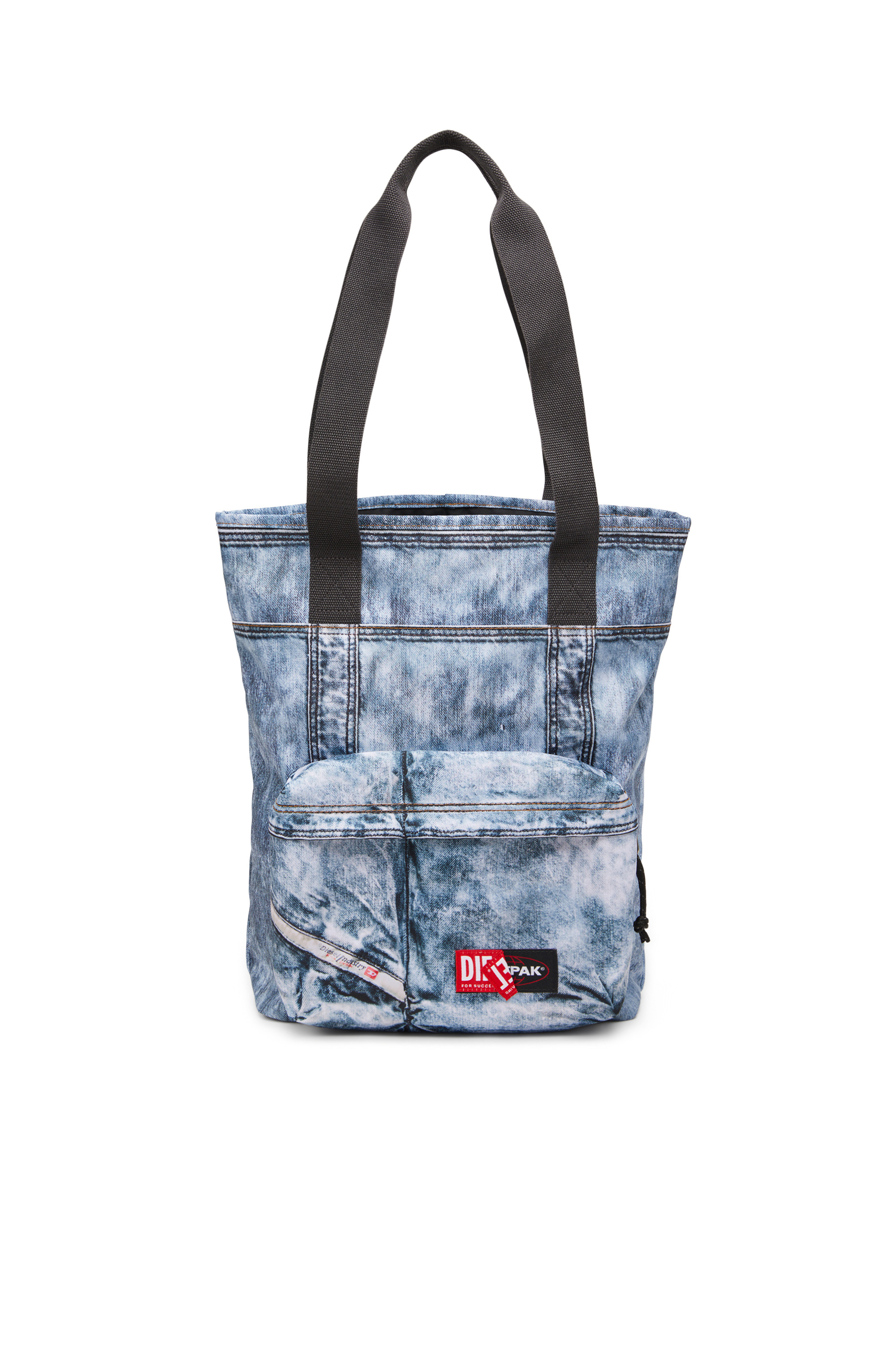 Diesel - DIESEL TOTE, Unisex's Tote bag in trompe l'oeil denim in ブルー - 1