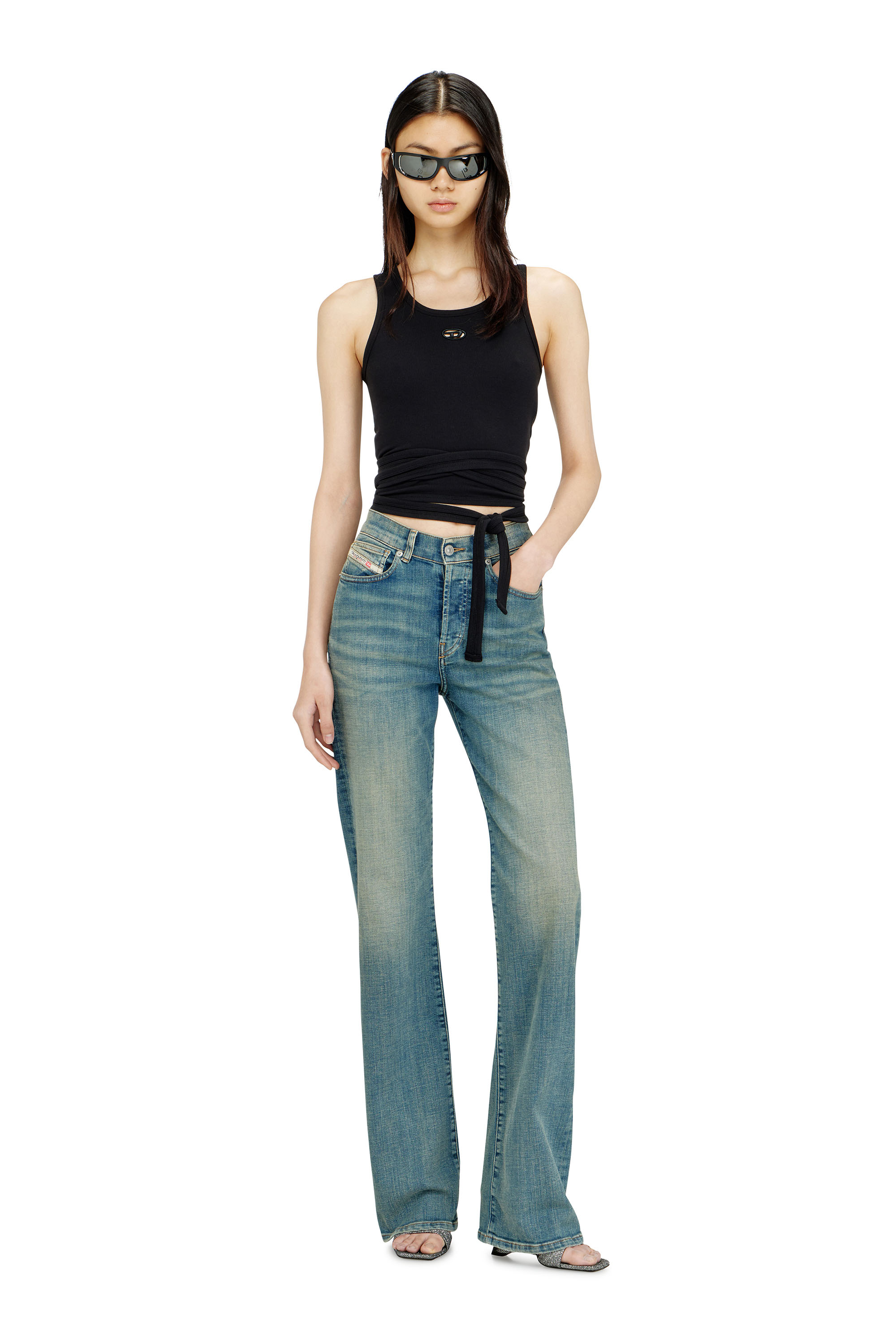 Diesel - T-ANKY-TAIL-S1, Female's Crop top with wrap-around design in ブラック - 2