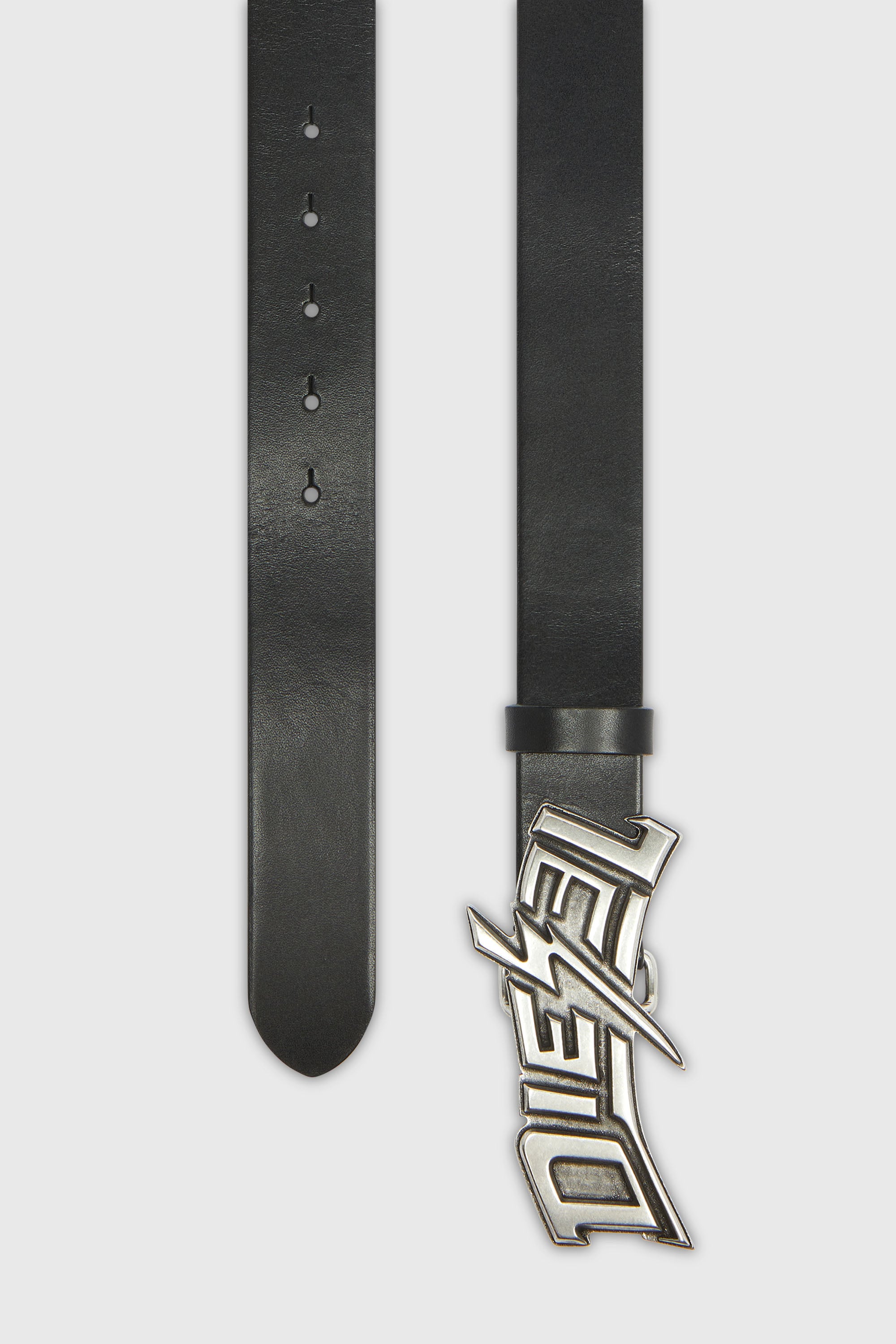 Diesel - B-LIGHTNING 35, Male's 4cm leather belt with lightning bolt buckle in ブラック - 2