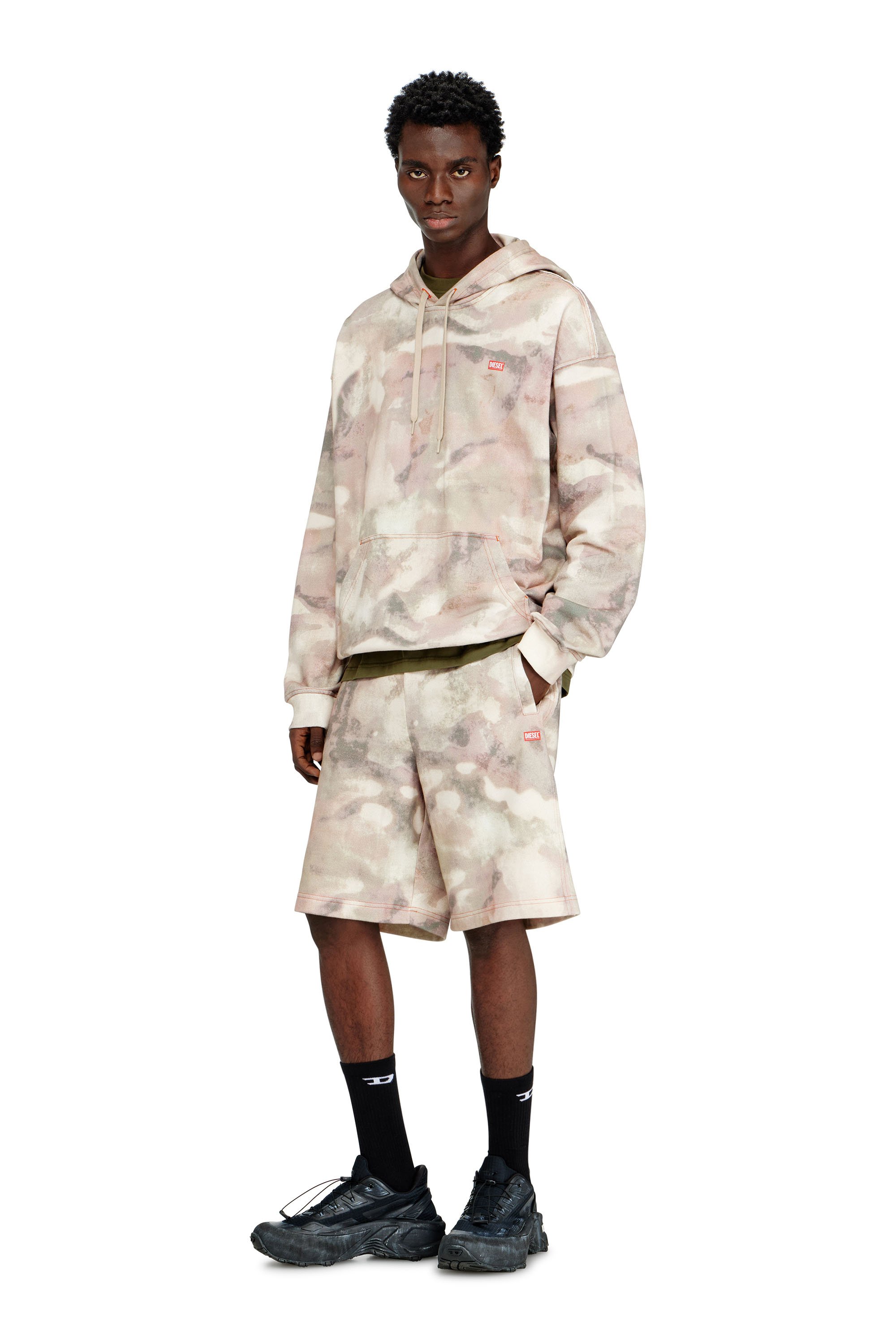 Diesel - S-BOXT-HOOD-V1, Male's Hoodie in camouflage-print organic cotton in ベージュ - 2