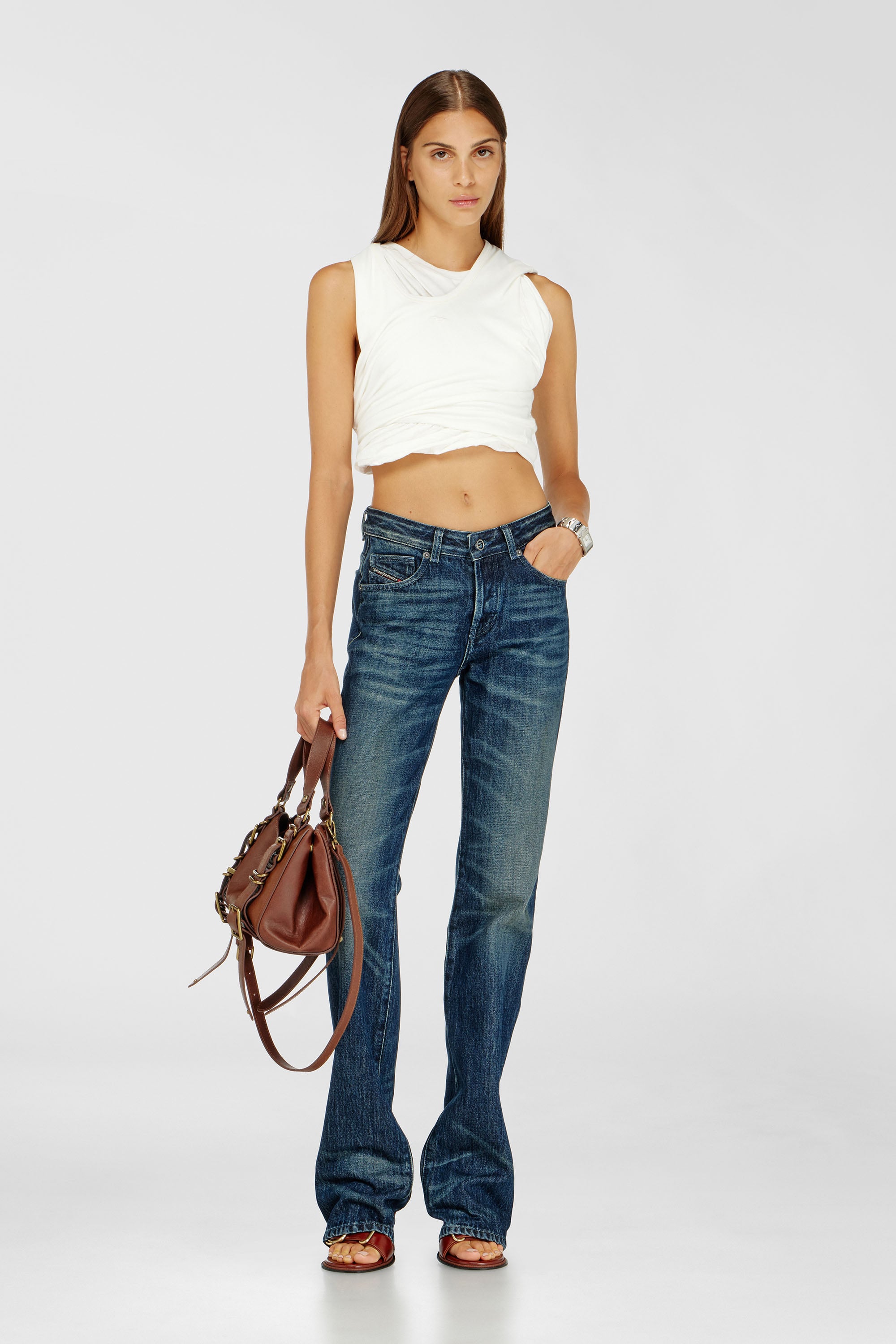 Diesel - D-COCCO-90-SA, Female's D-Cocco-Ankle-wrap sandals in leather in ブラウン - 2